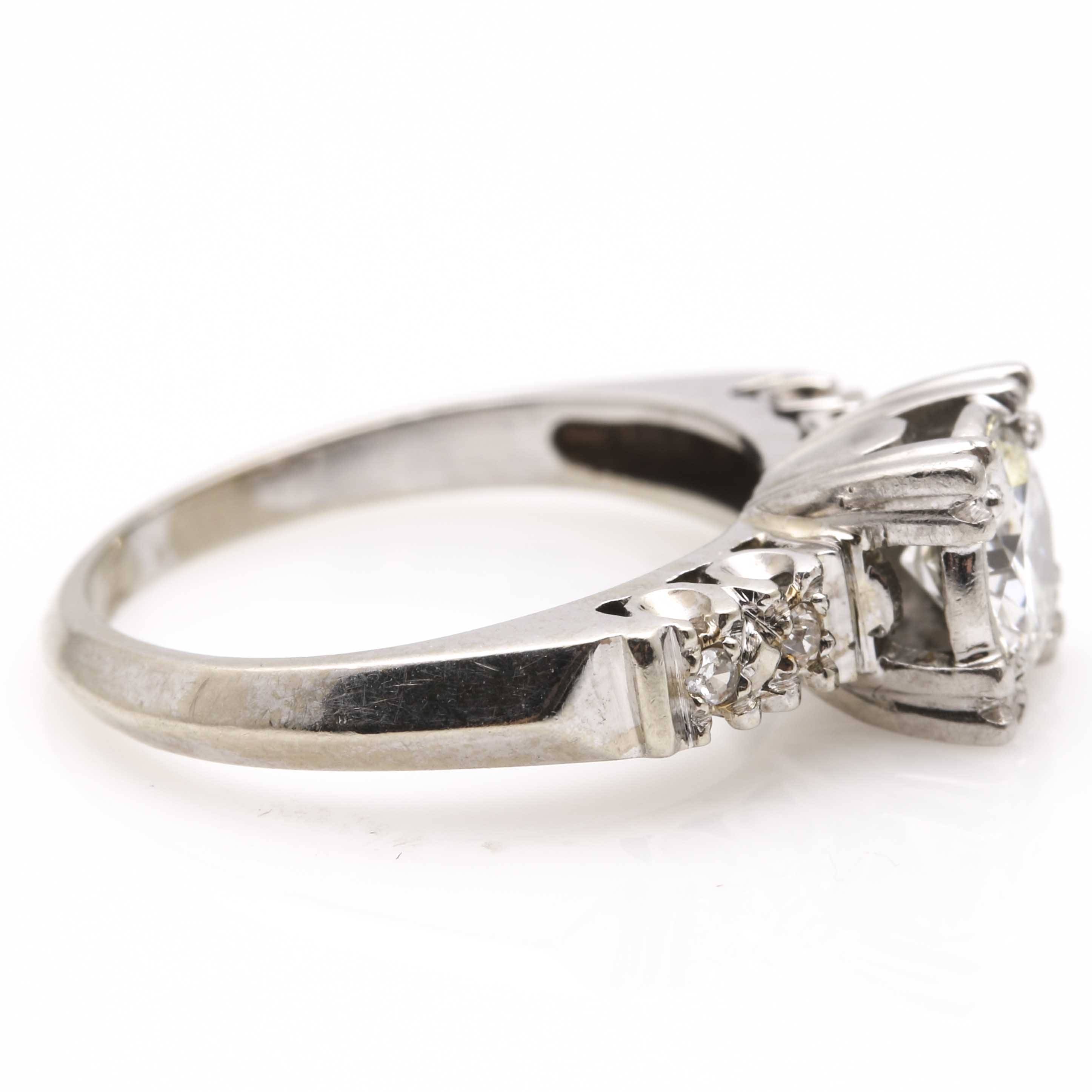 Vintage 14K White Gold Diamond Ring