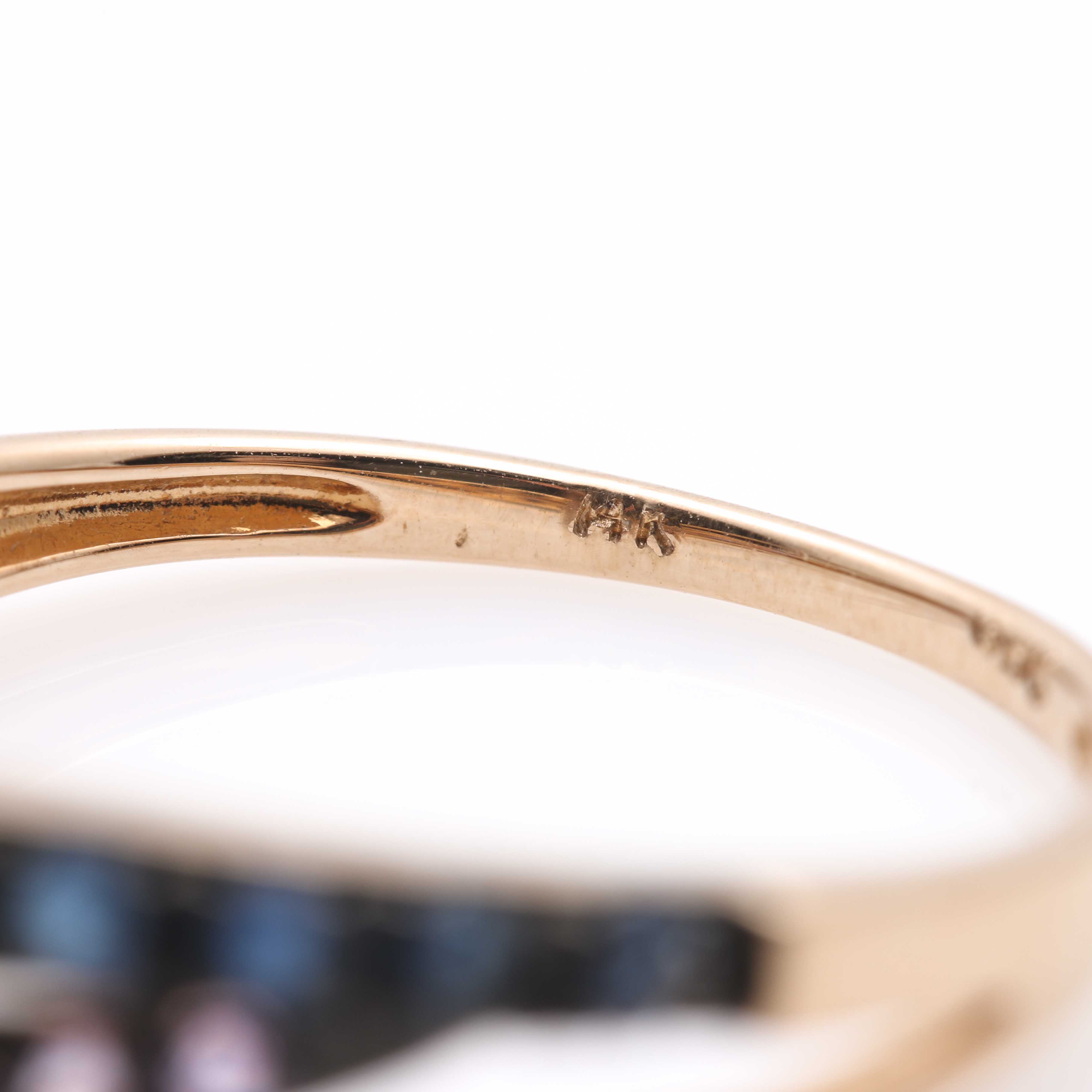 14K Rose Gold Amethyst, Diamond, and Sapphire Ring