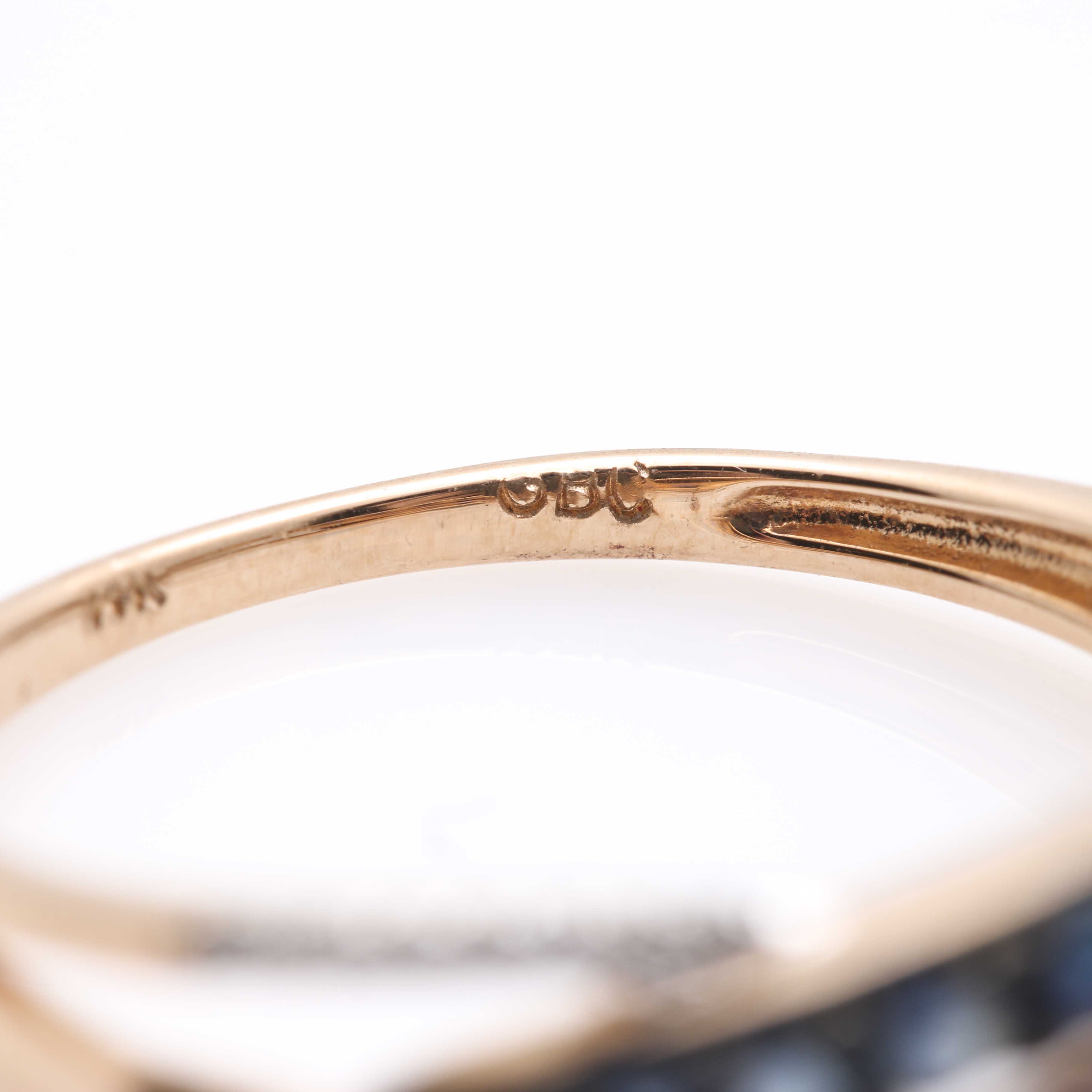 14K Rose Gold Amethyst, Diamond, and Sapphire Ring