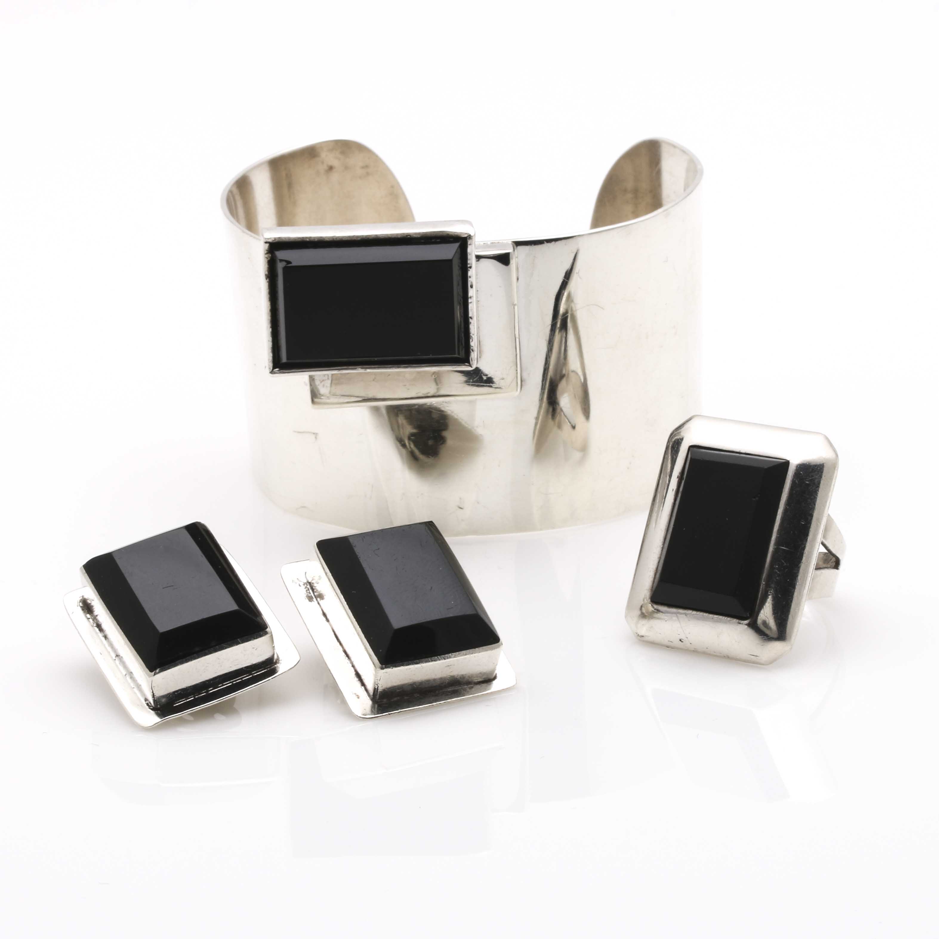 Sterling Silver Onyx Jewelry Parure