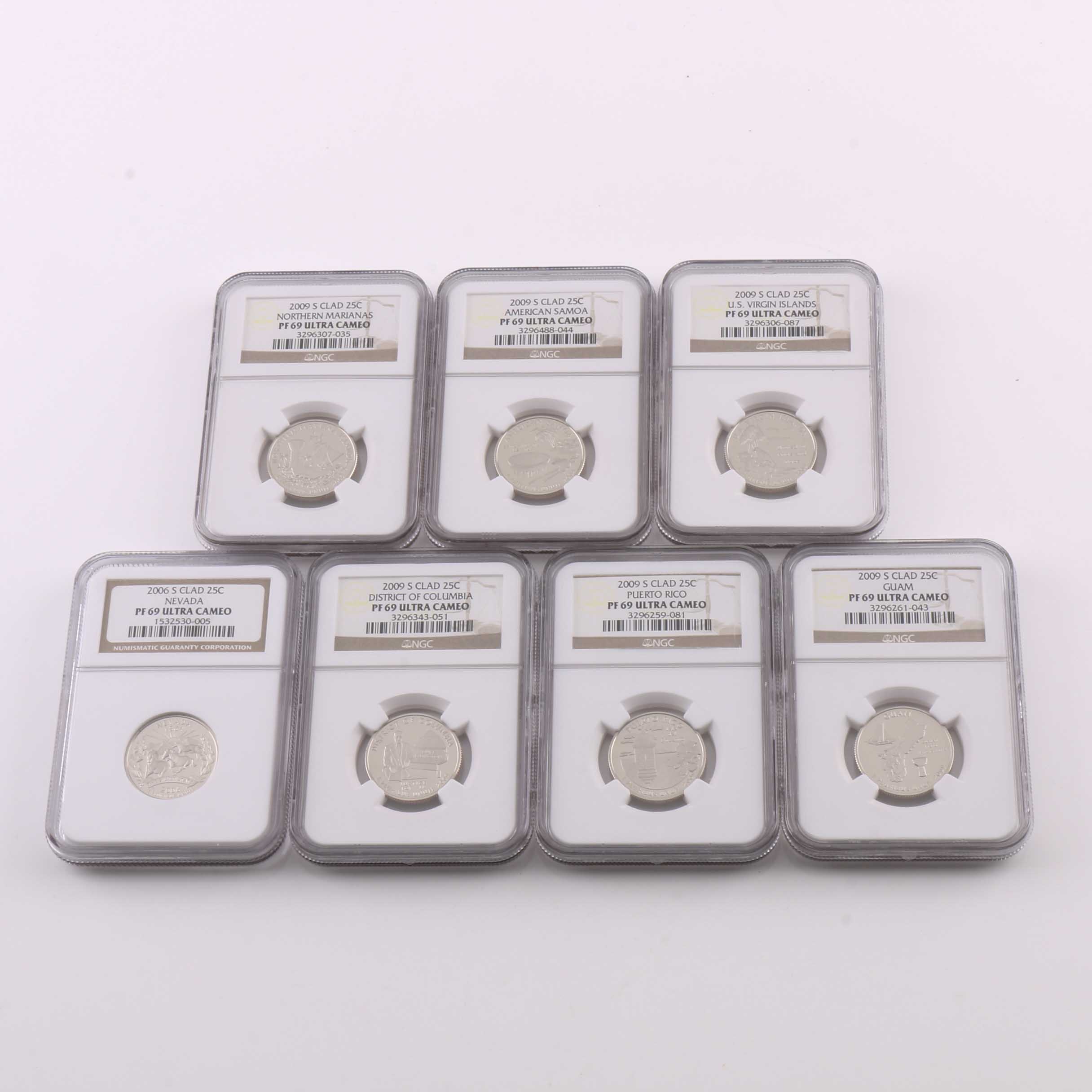 Seven Graded U.S. Statehood Proof Quarters