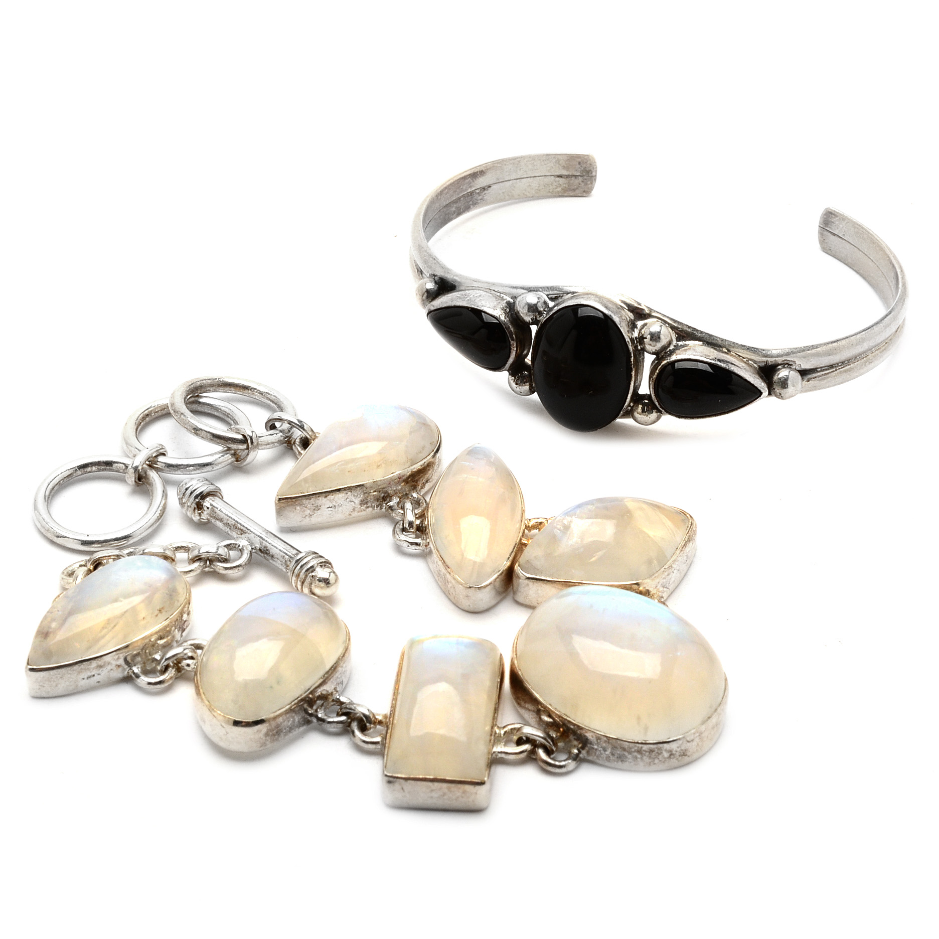 Pairing of Sterling Silver Bracelets Including Signed Pat Yazzie