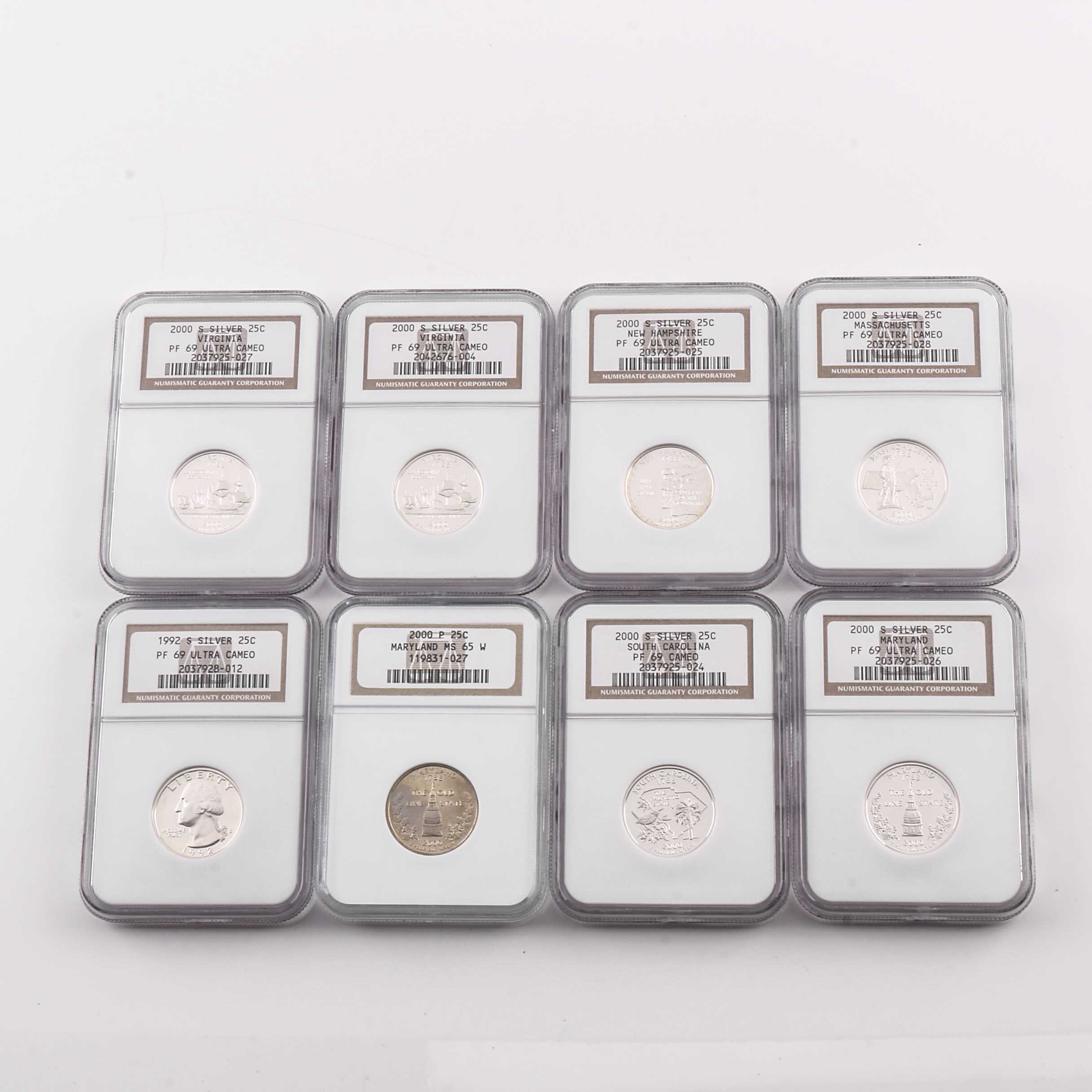 Eight Graded U.S. Quarters