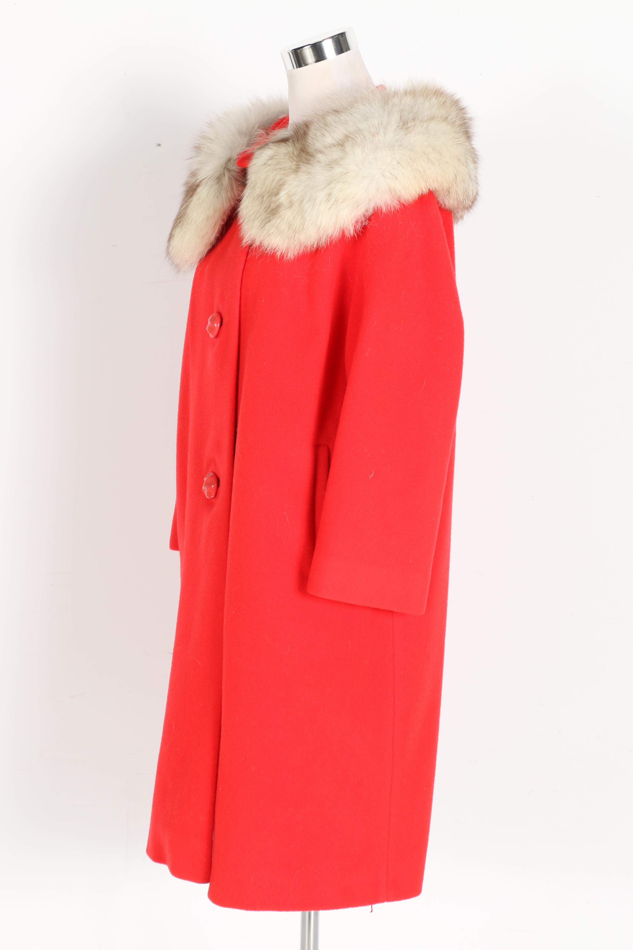 Original Diane Vintage Wool and Fox Fur Dress Coat