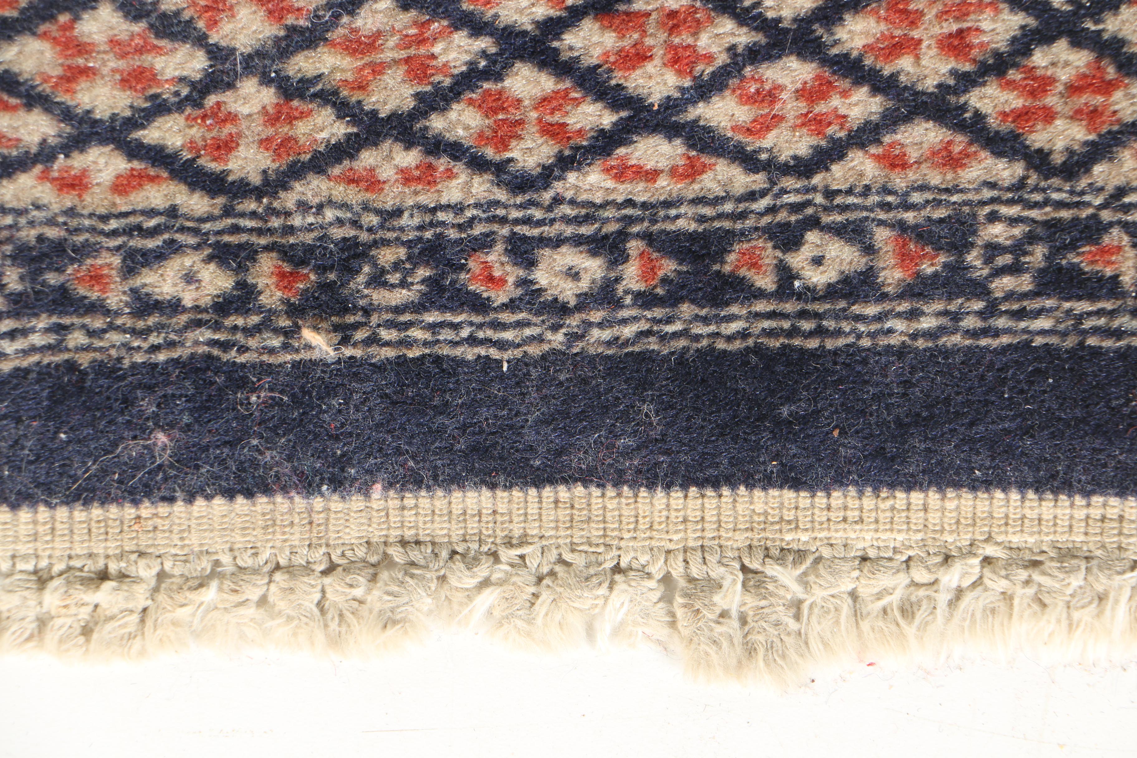 Hand-Knotted Signed Turkmen Bokhara Area Rug in Blue