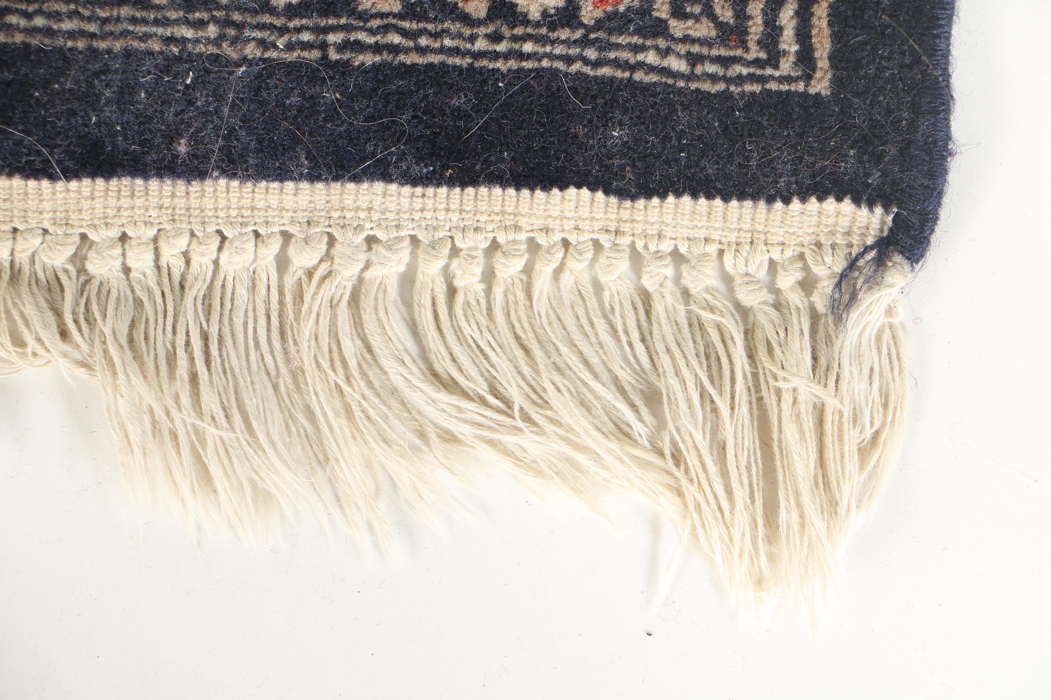 Hand-Knotted Signed Turkmen Bokhara Area Rug in Blue