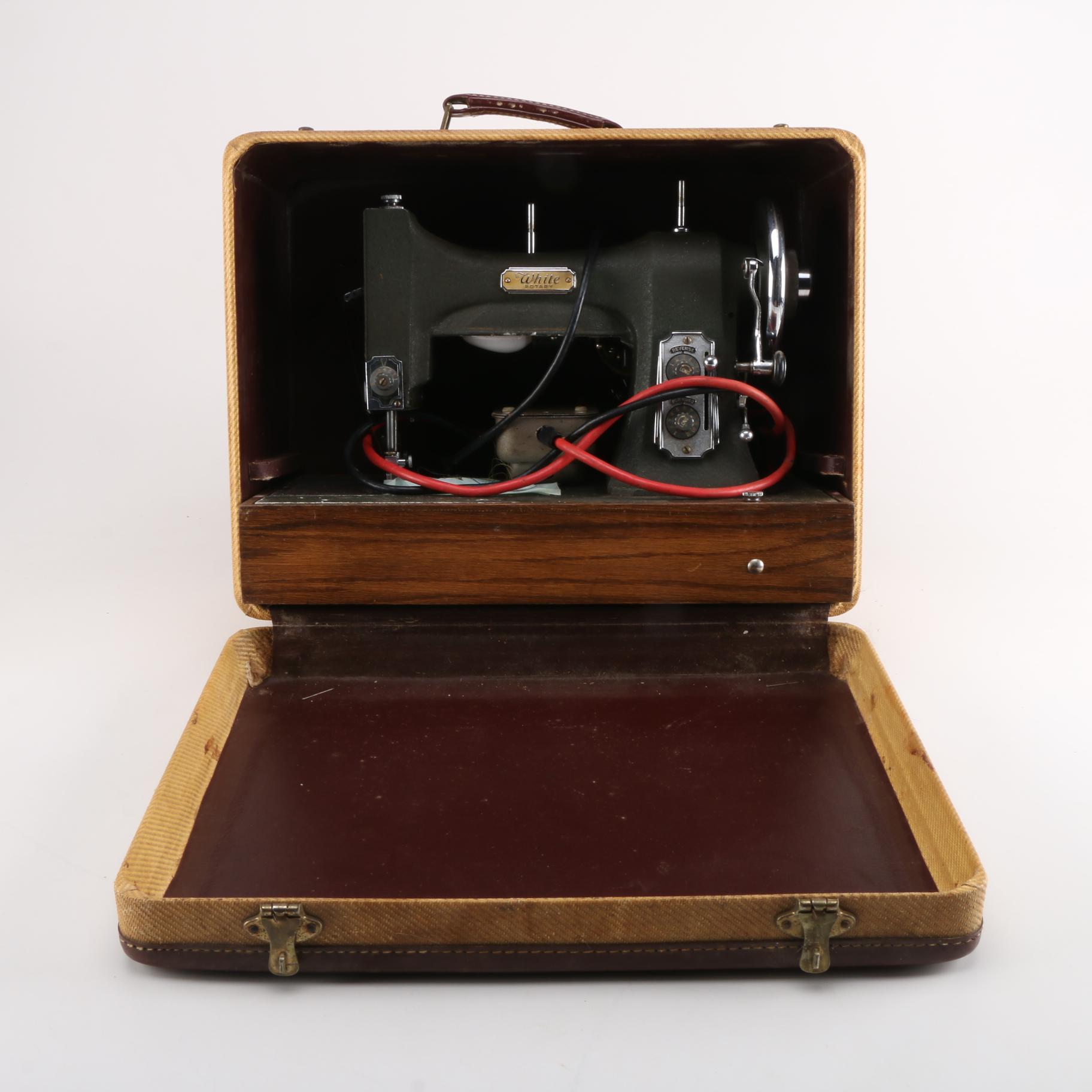 Circa 1940s "White Rotary" Sewing Machine in Case