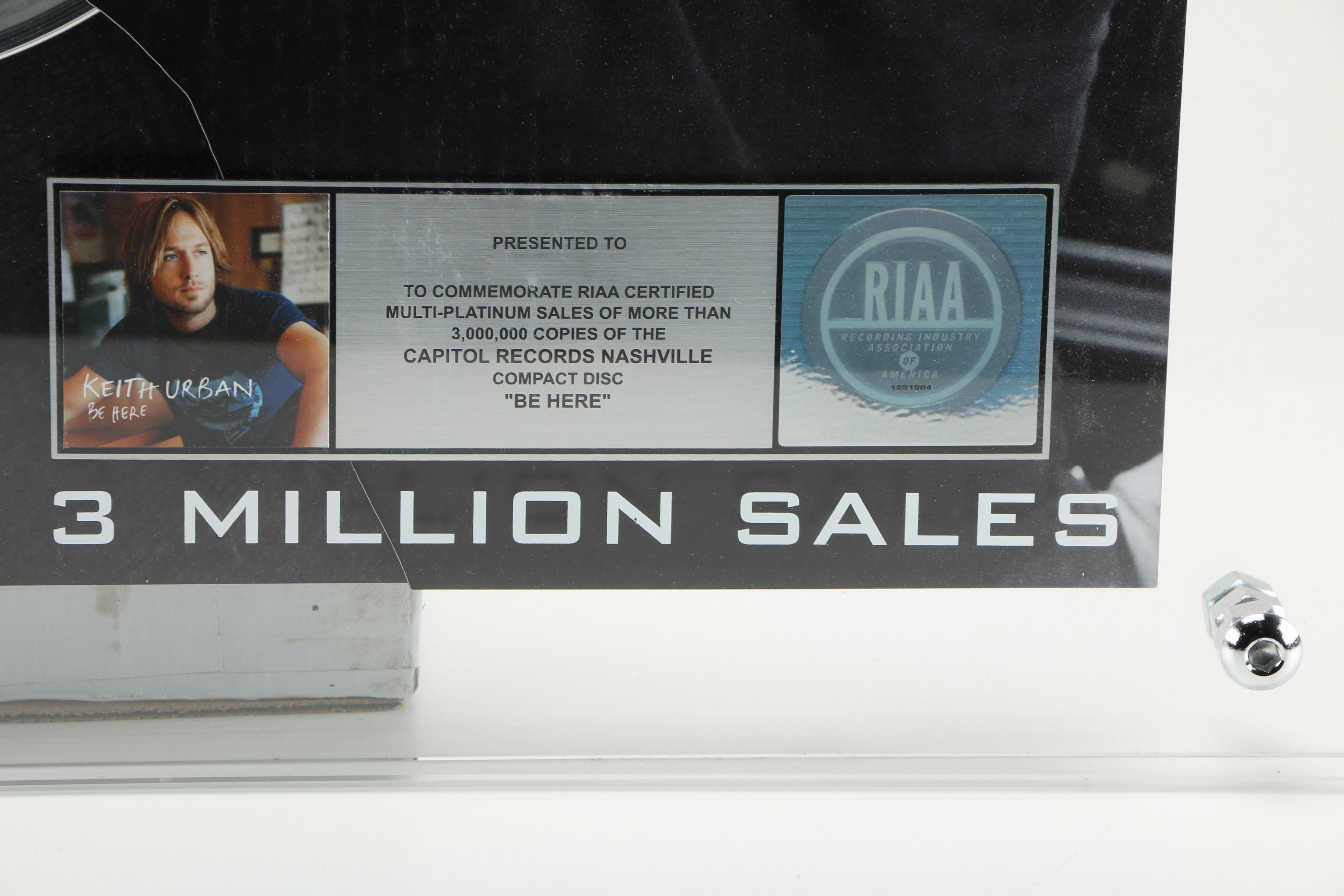 Keith Urban Multi Platinum Record