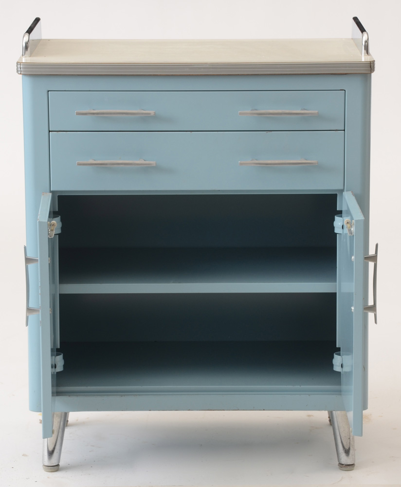 Vintage Blue Metal Kitchen Cabinet