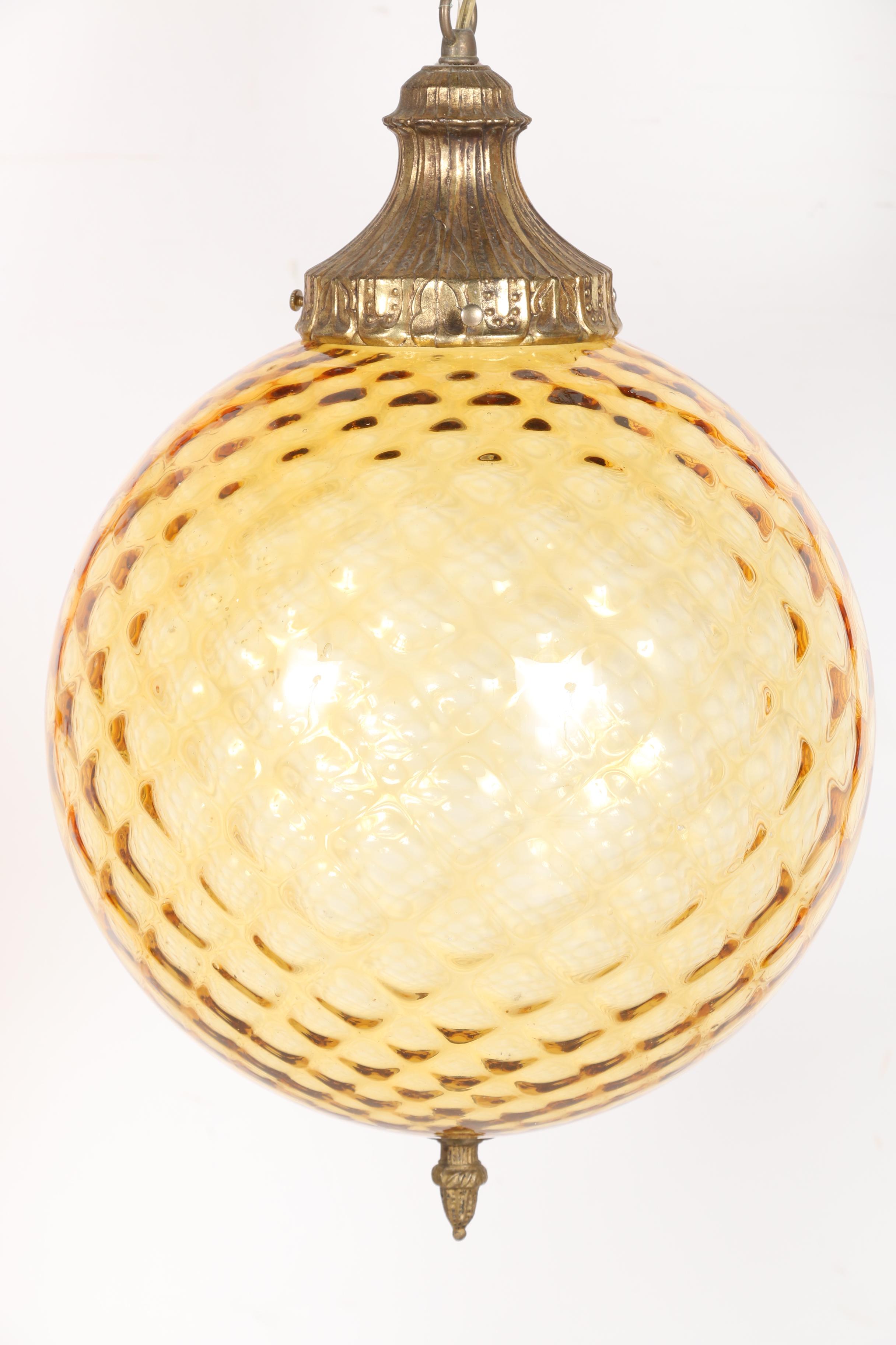Vintage Amber Glass Pendant LIght