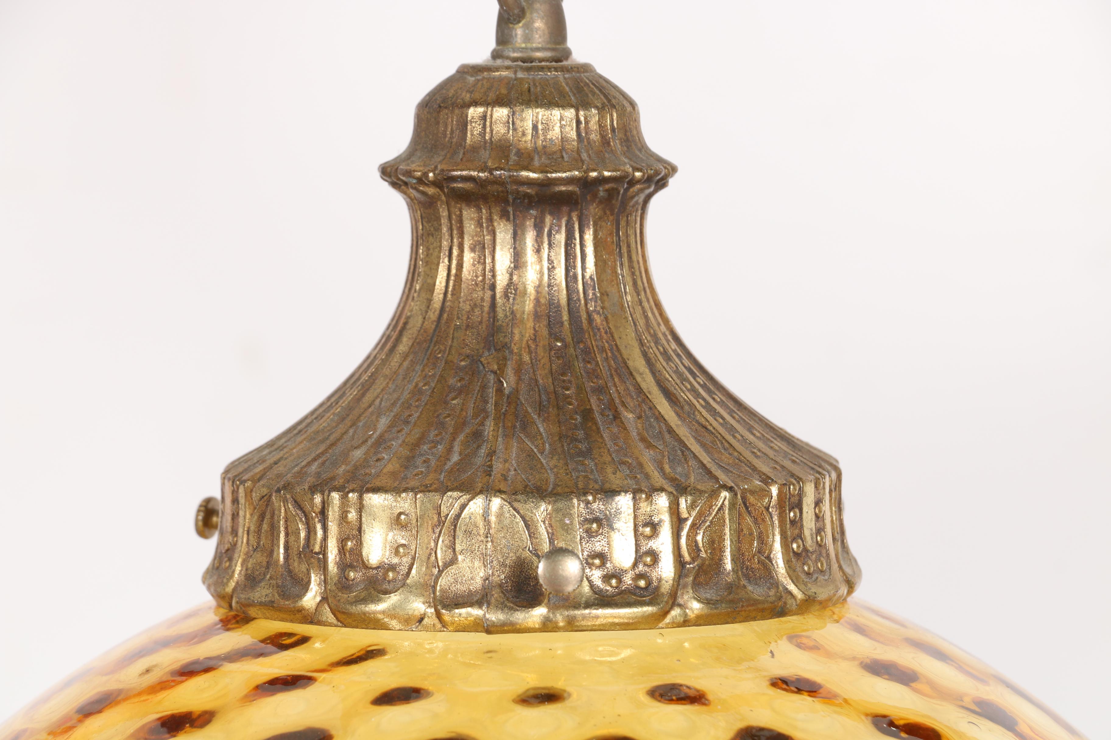 Vintage Amber Glass Pendant LIght