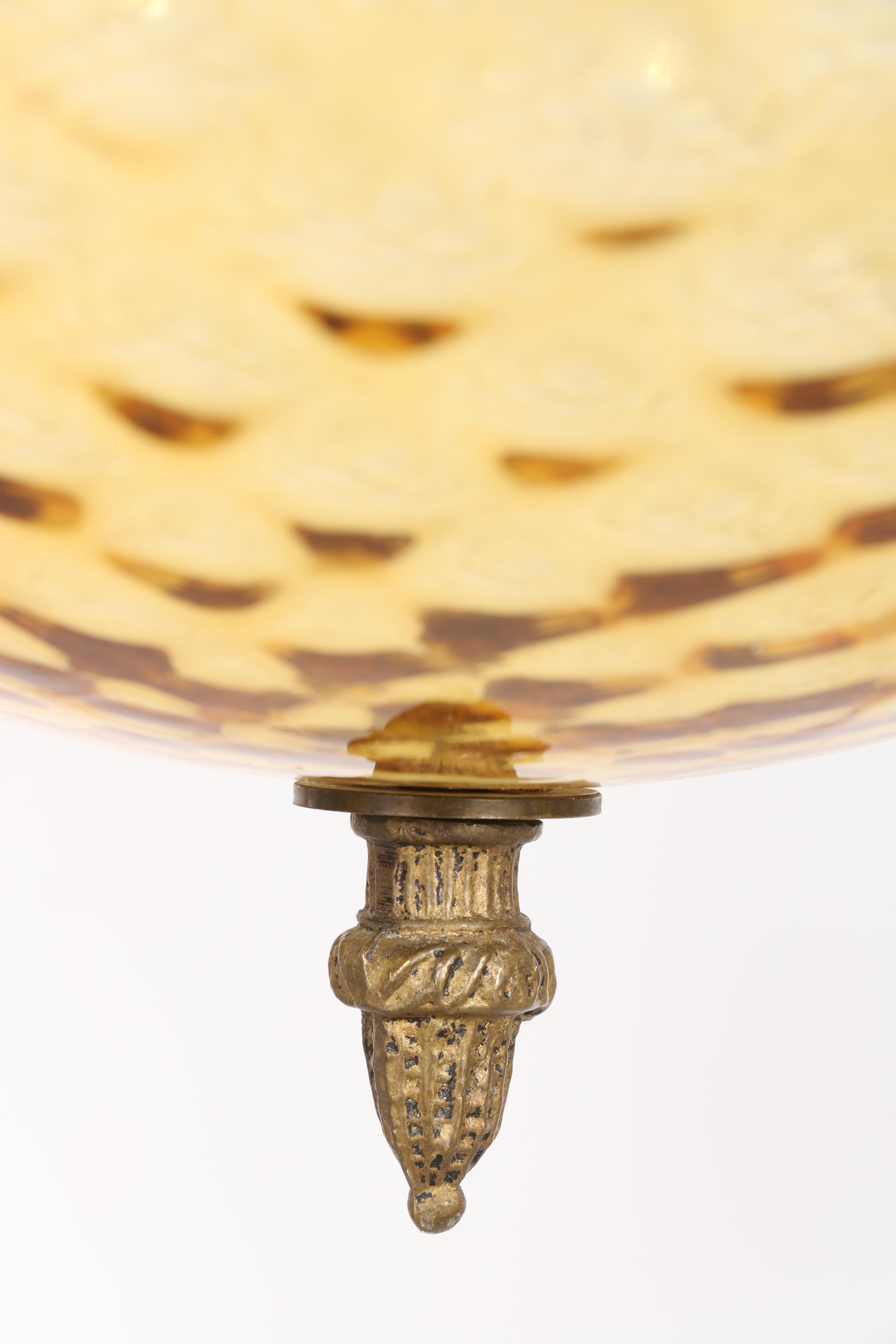 Vintage Amber Glass Pendant LIght