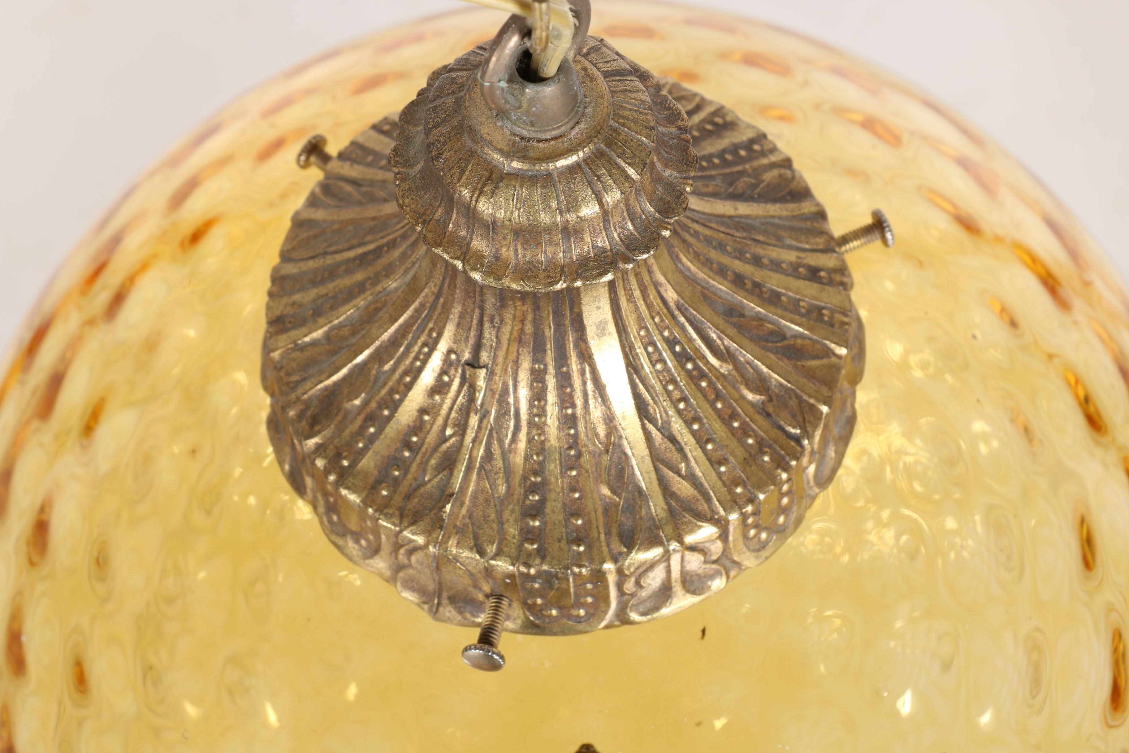 Vintage Amber Glass Pendant LIght