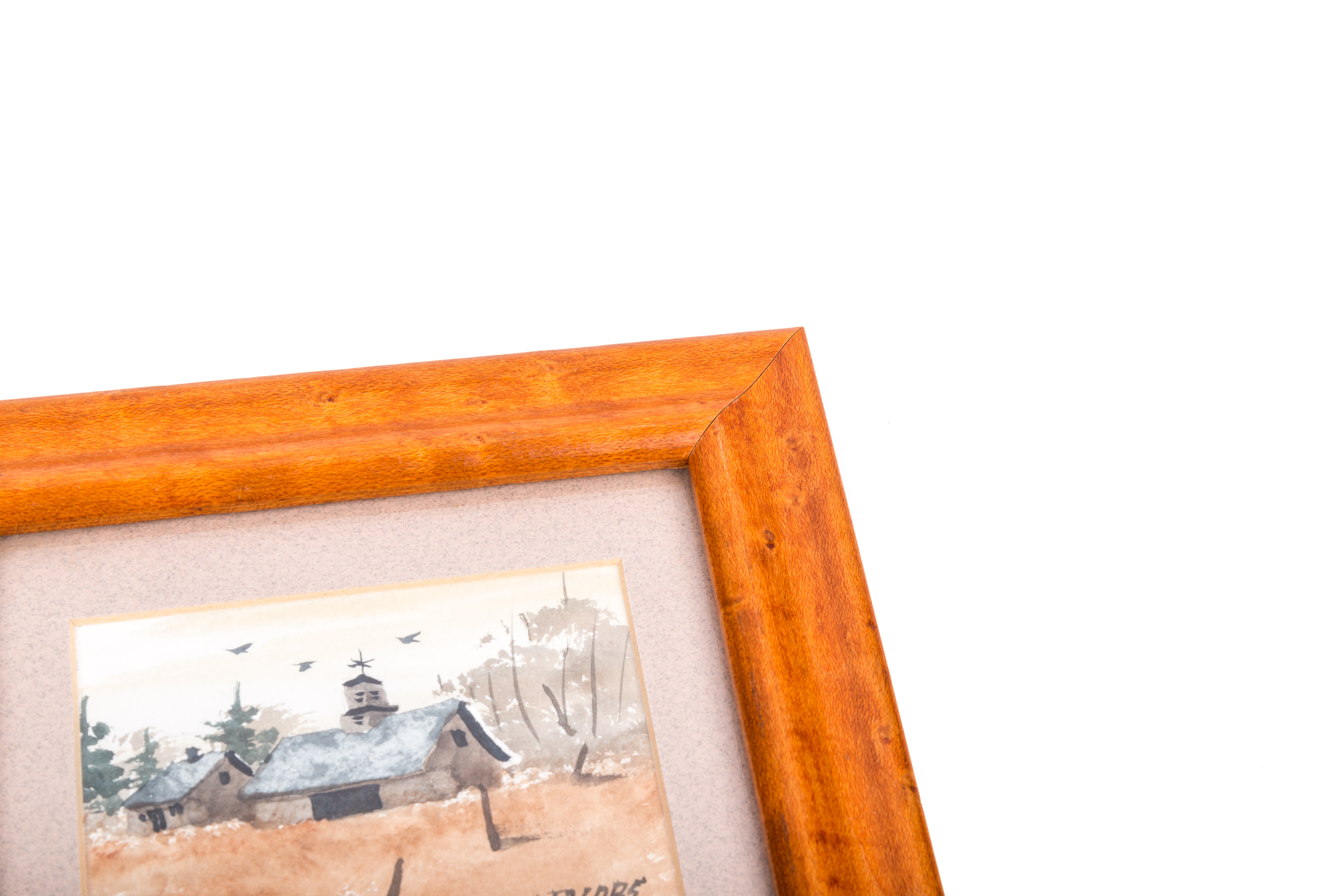 M. H. Jacobs Miniature Watercolor Painting of Barn