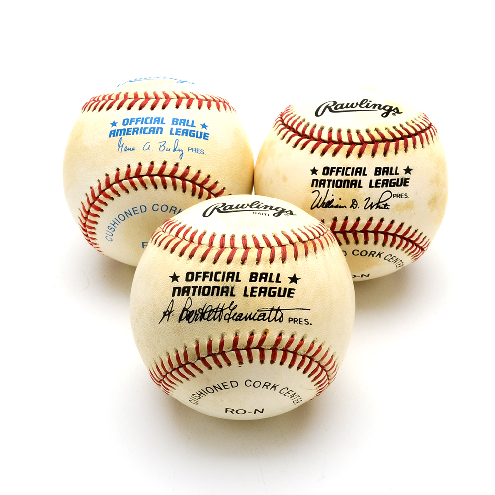 Three Vintage Official Major League Baseballs
