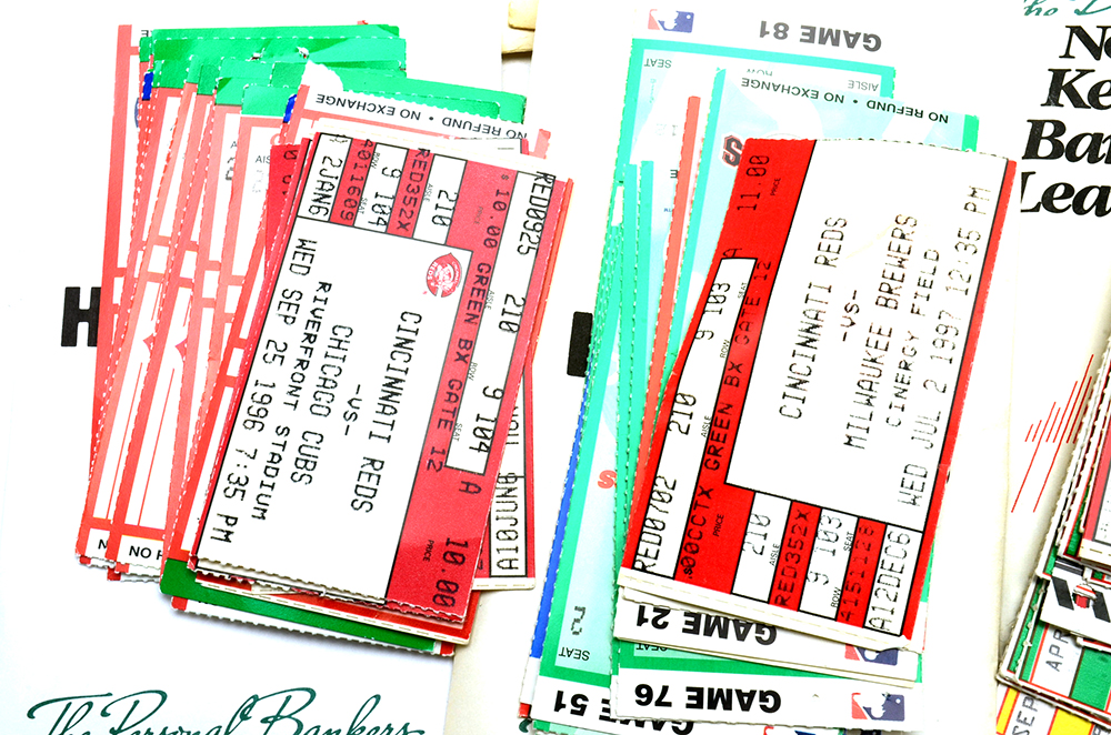 Reds Ticket Stubs  Includes Rose and Browning Games