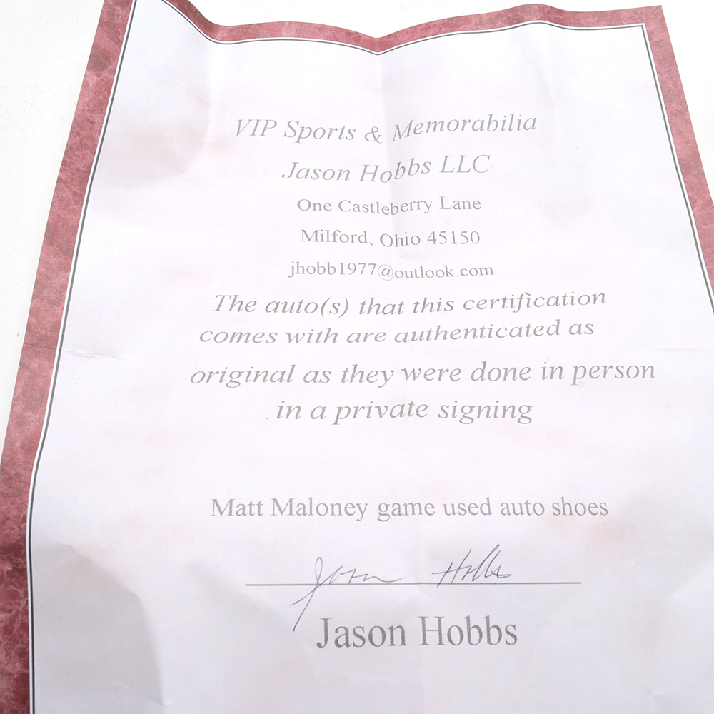 Matt Maloney Signed Game Shoes