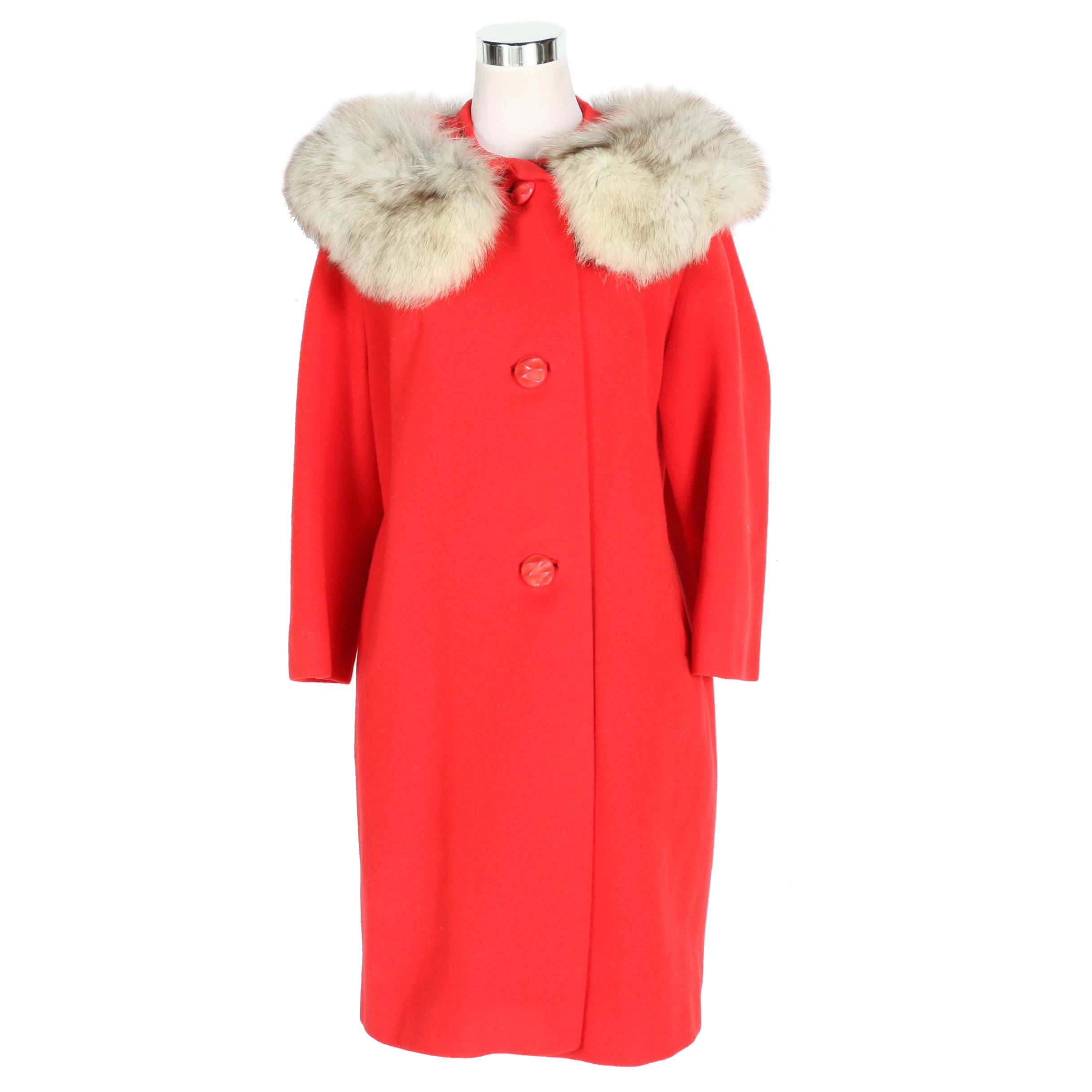 Original Diane Vintage Wool and Fox Fur Dress Coat