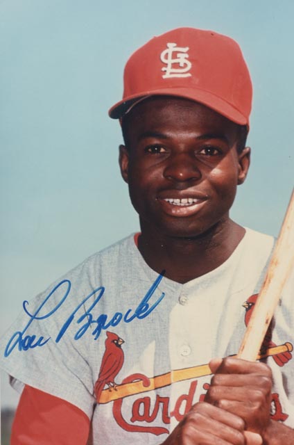 Brock, Carlton and Musial Signed Display   JSA COA