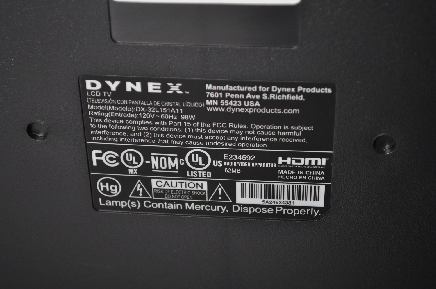 32" Dynex LCD Flat Panel Televisions