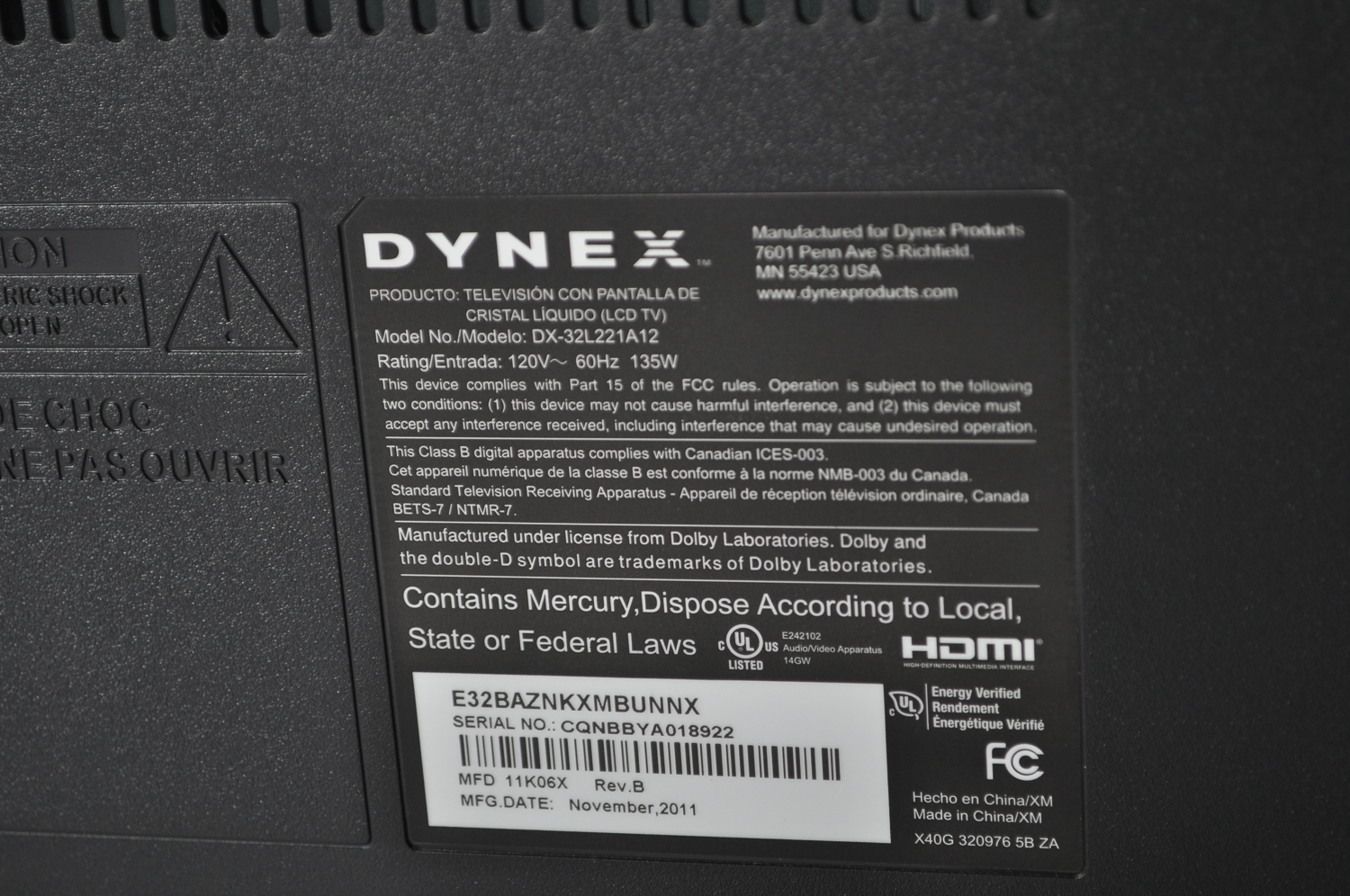 32" Dynex LCD Flat Panel Televisions