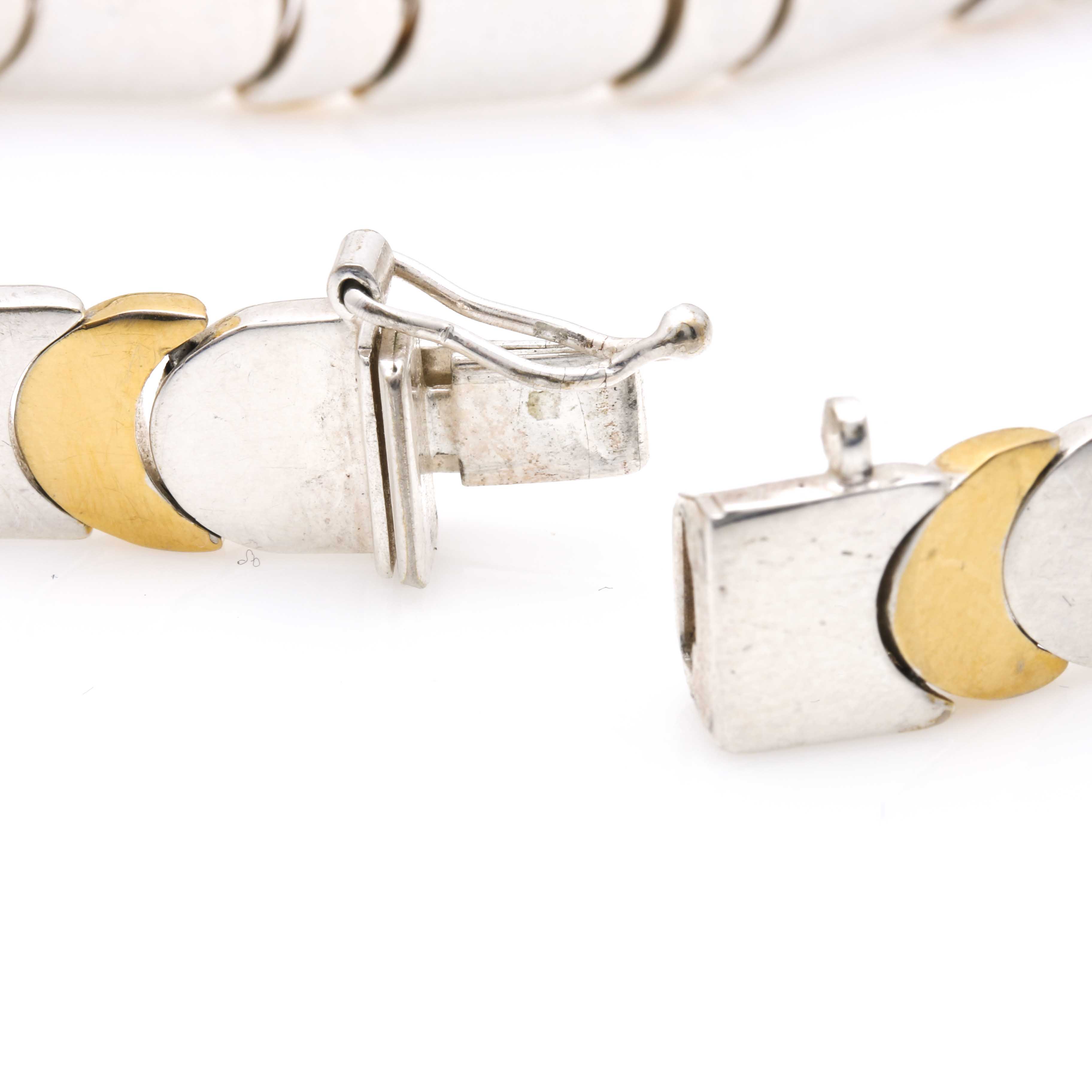 Sterling Silver Necklaces and Two-Toned Bracelet