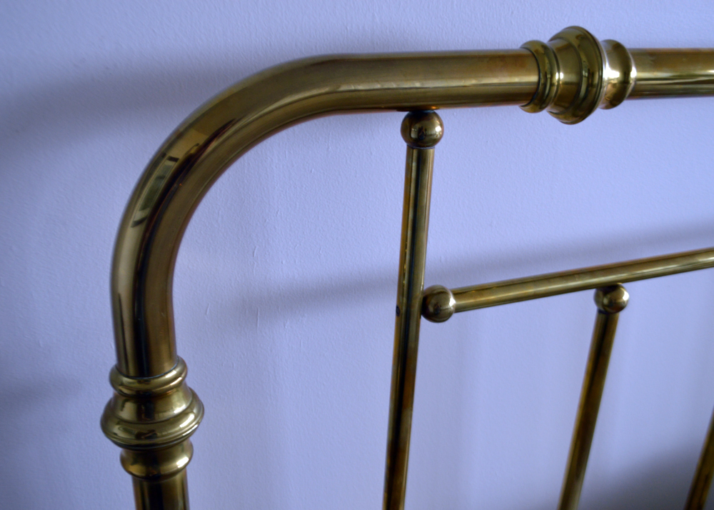 Vintage Queen Size Brass Bed Frame With Brass Quilt Rack