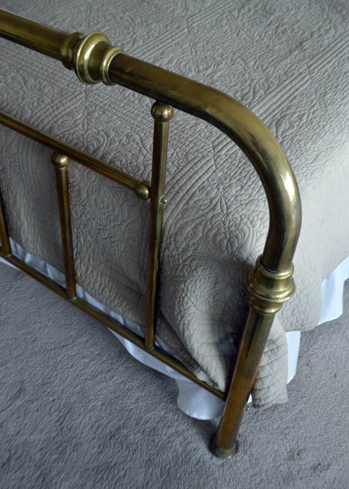 Vintage Queen Size Brass Bed Frame With Brass Quilt Rack