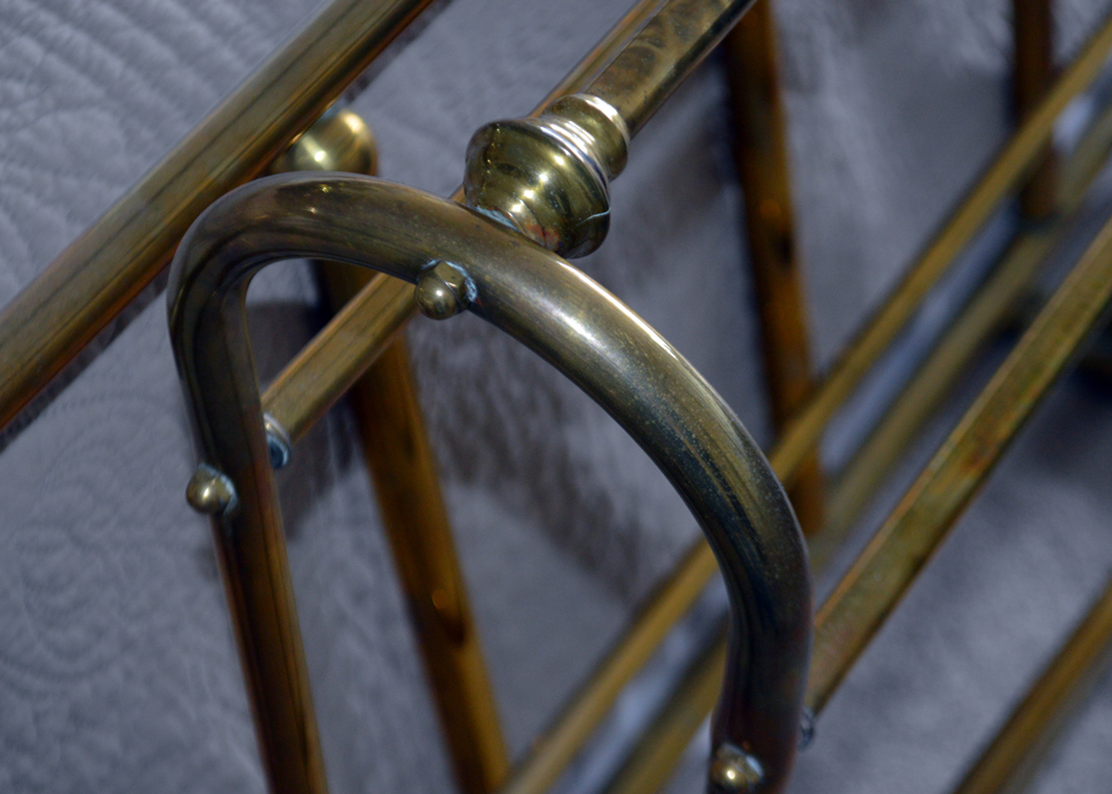 Vintage Queen Size Brass Bed Frame With Brass Quilt Rack