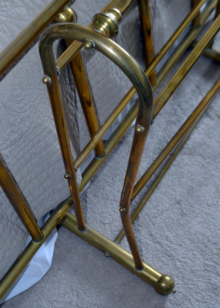 Vintage Queen Size Brass Bed Frame With Brass Quilt Rack