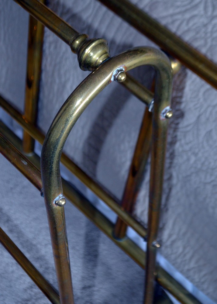 Vintage Queen Size Brass Bed Frame With Brass Quilt Rack