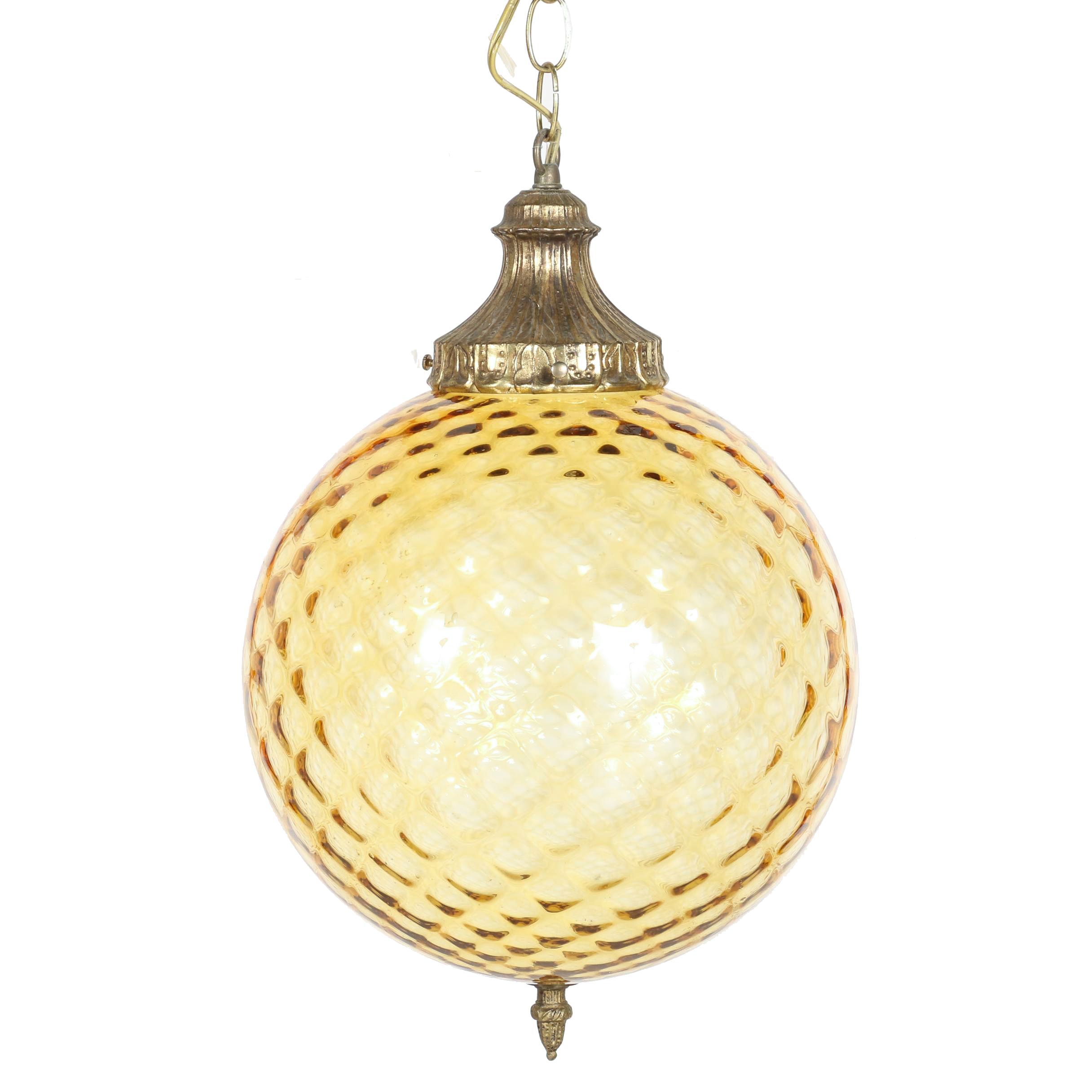 Vintage Amber Glass Pendant LIght