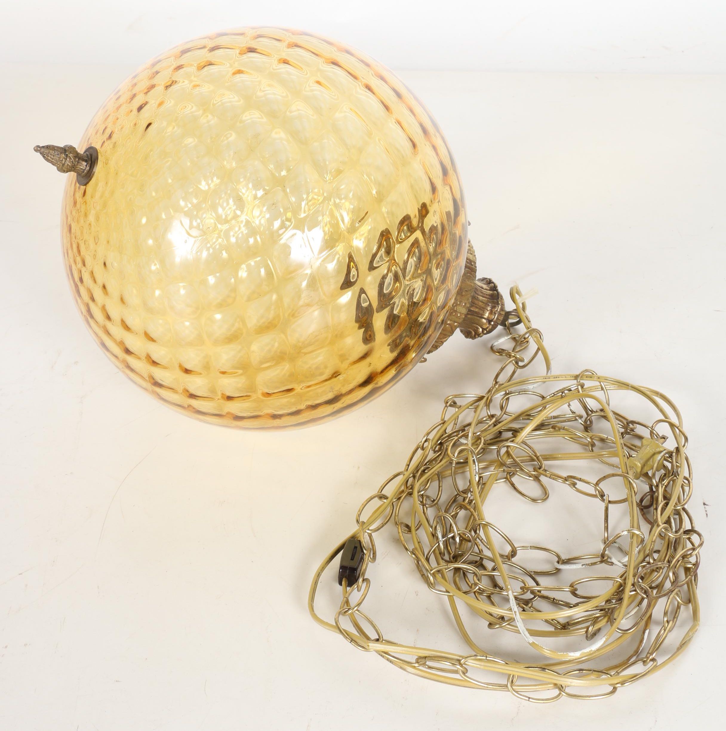 Vintage Amber Glass Pendant LIght