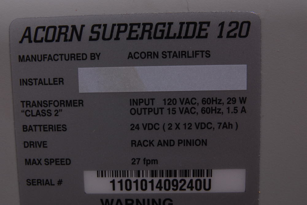 Acorn Stairlifts Superglide 120 Stair Lift and Track