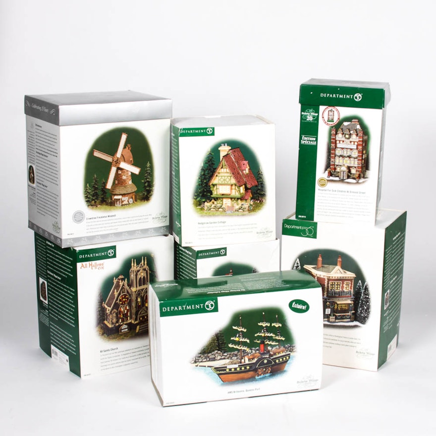 Seven Department 56 "Dickens' Village Collection" Buildings