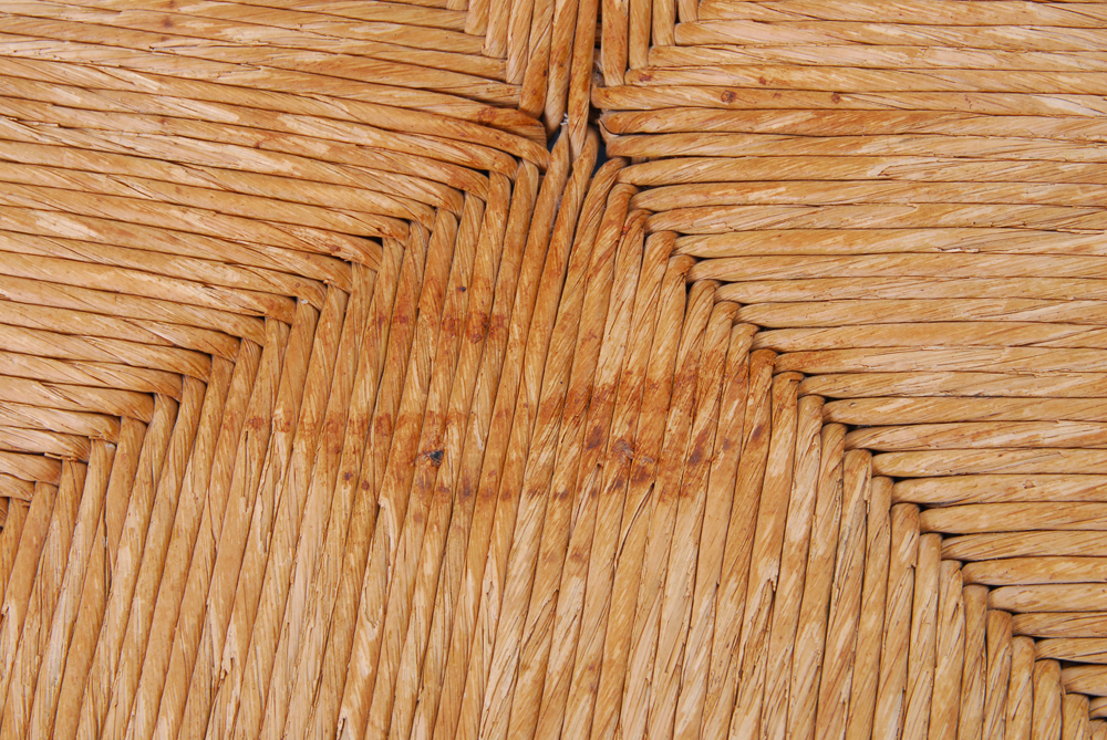 Pair of Oak Chairs and Stool With Rush Seats