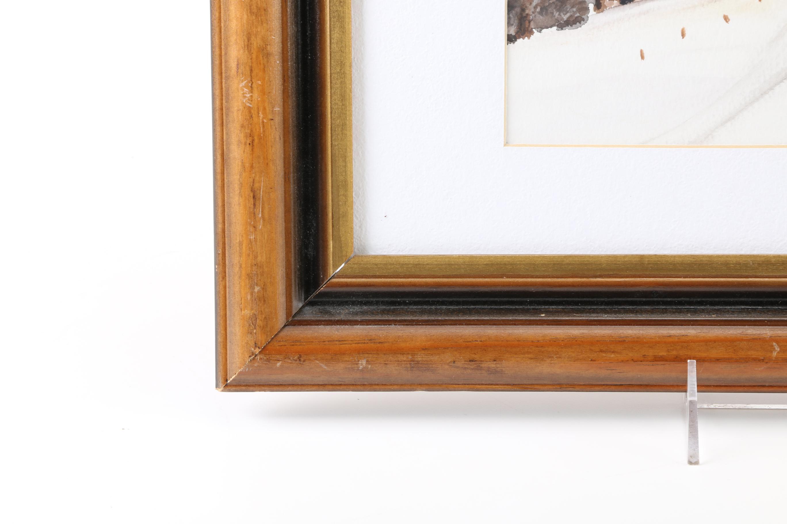 1995 Petra Klas Watercolor of a Winter Landscape