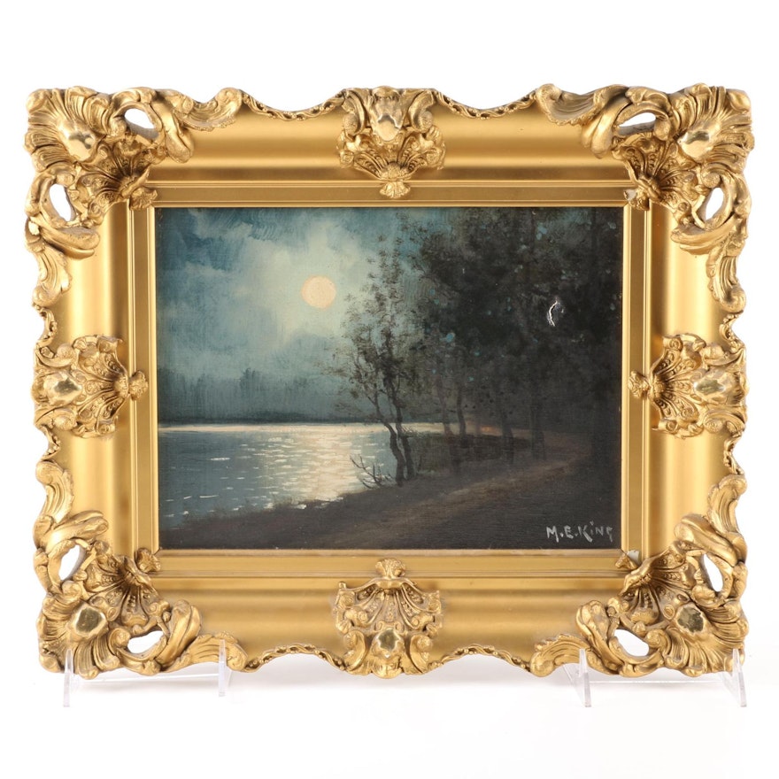 Mary King Oil Painting on Canvas of Moonlight Scene