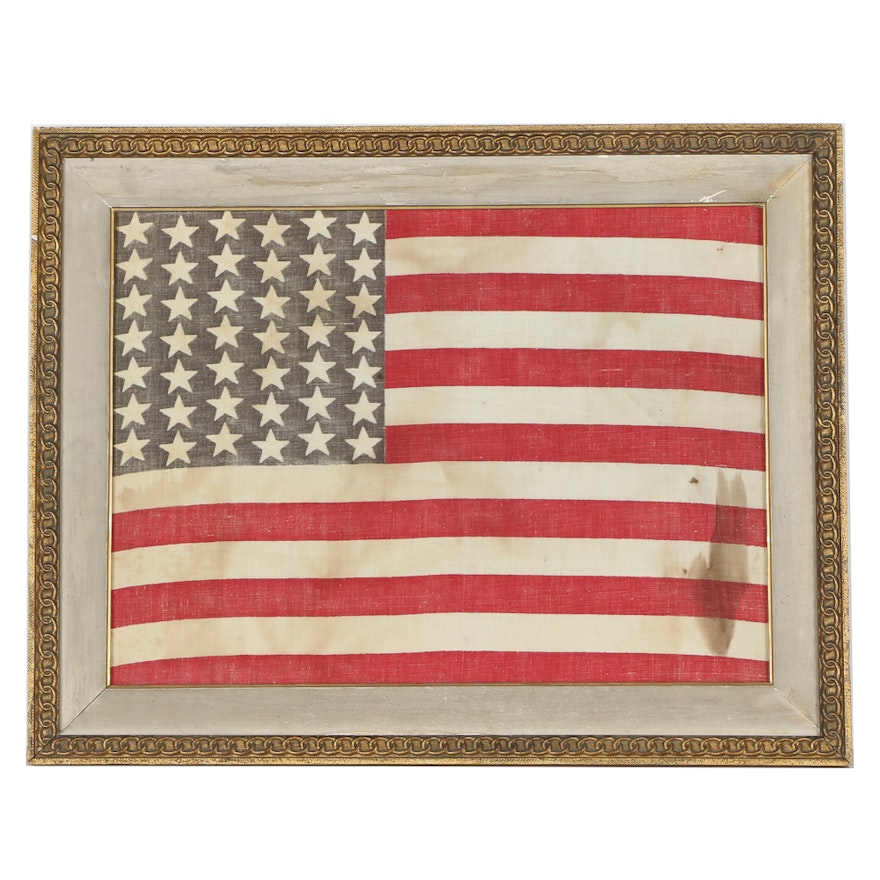 Circa 1890 Forty Two Star Framed American Flag