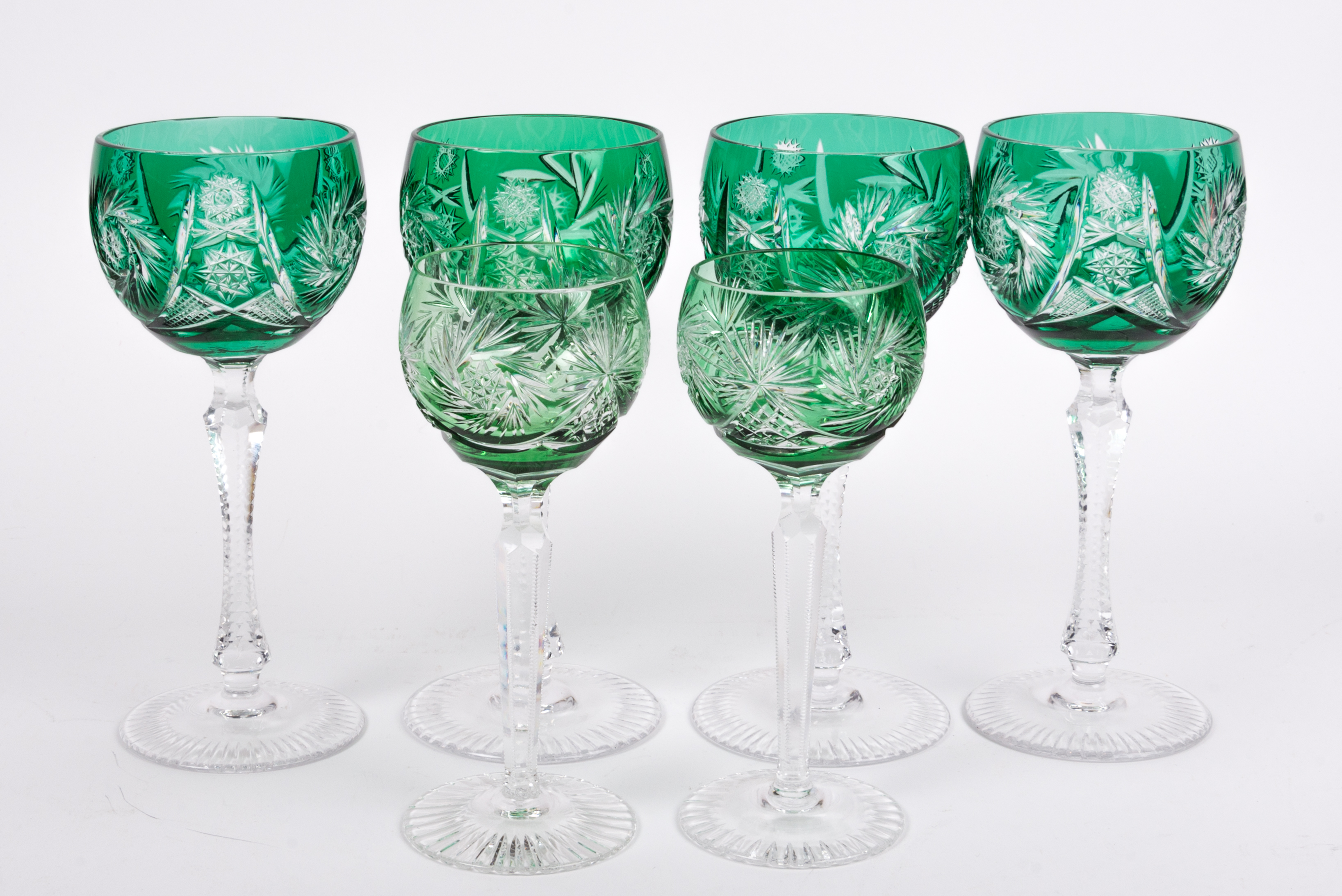 Vintage Bohemian Emerald Green Crystal Stemware