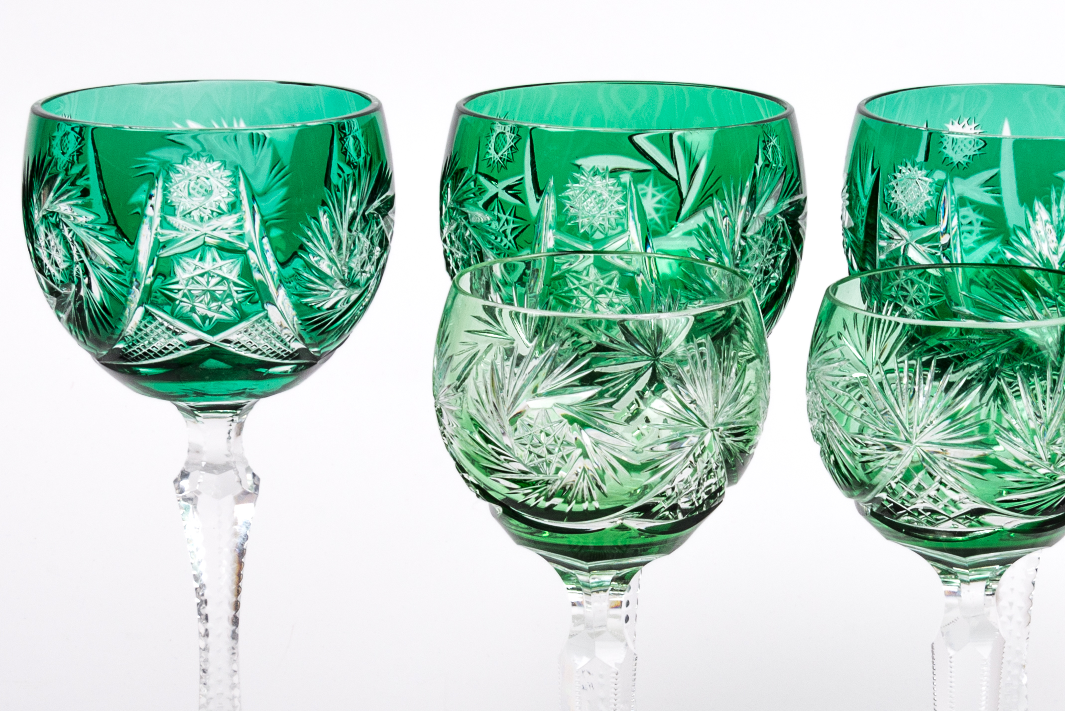 Vintage Bohemian Emerald Green Crystal Stemware