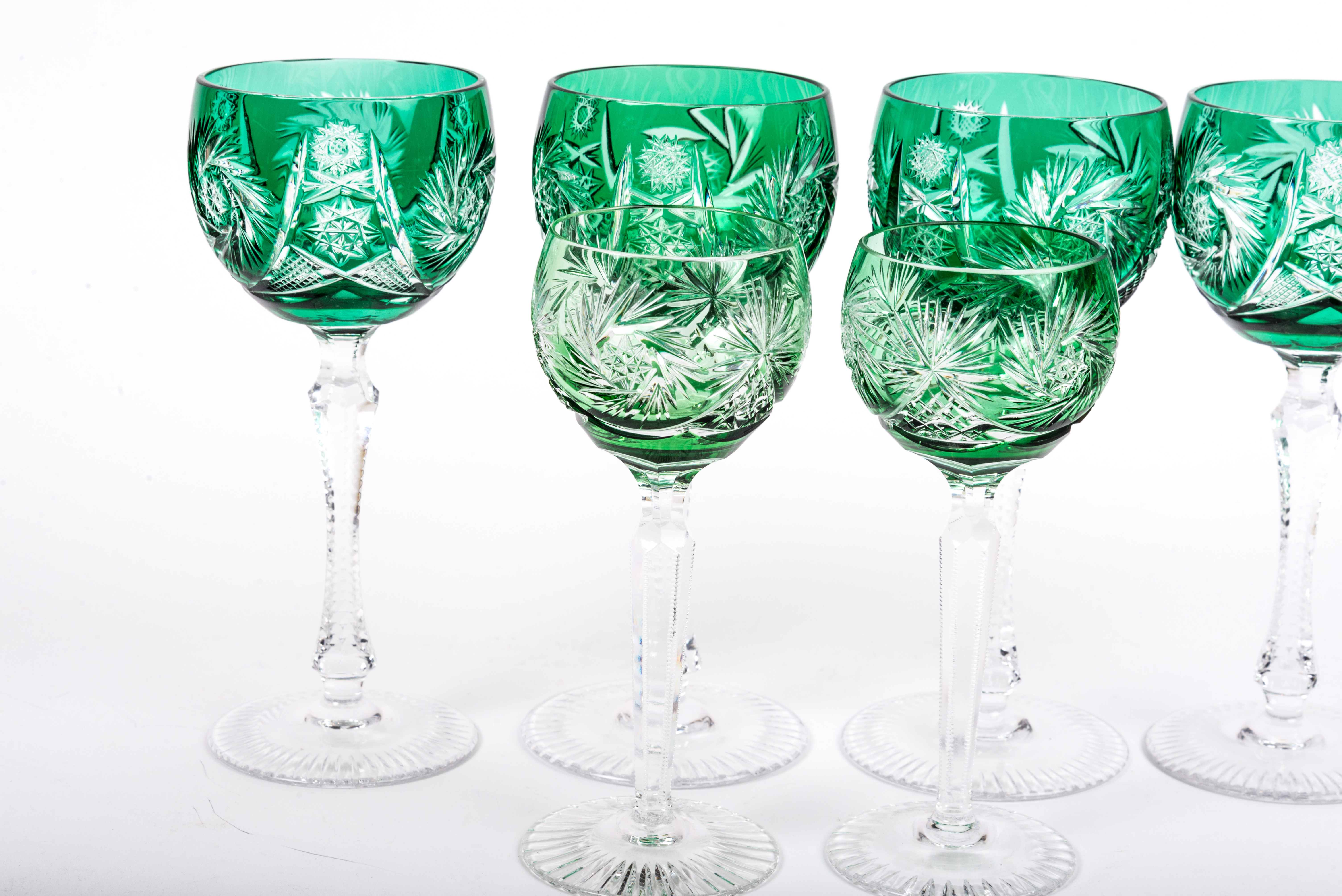 Vintage Bohemian Emerald Green Crystal Stemware