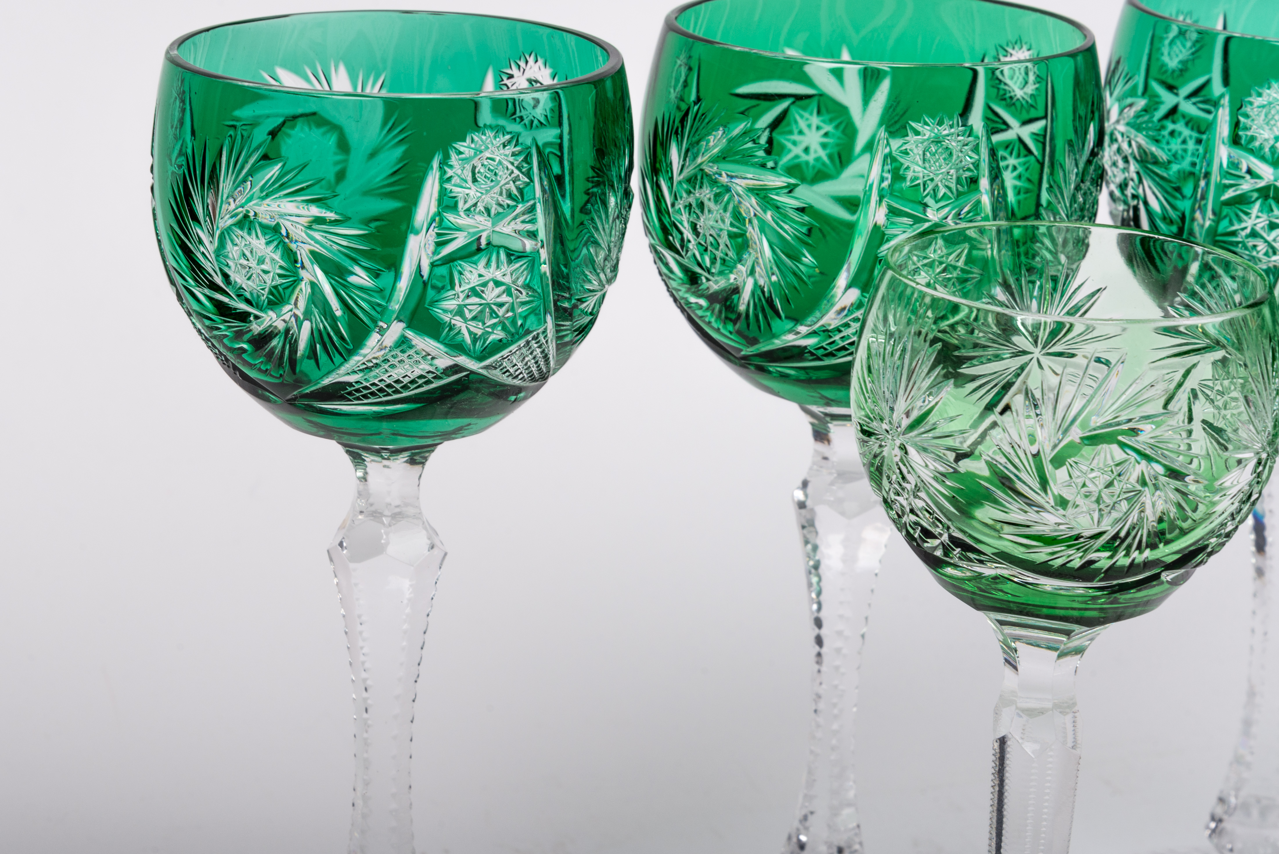 Vintage Bohemian Emerald Green Crystal Stemware