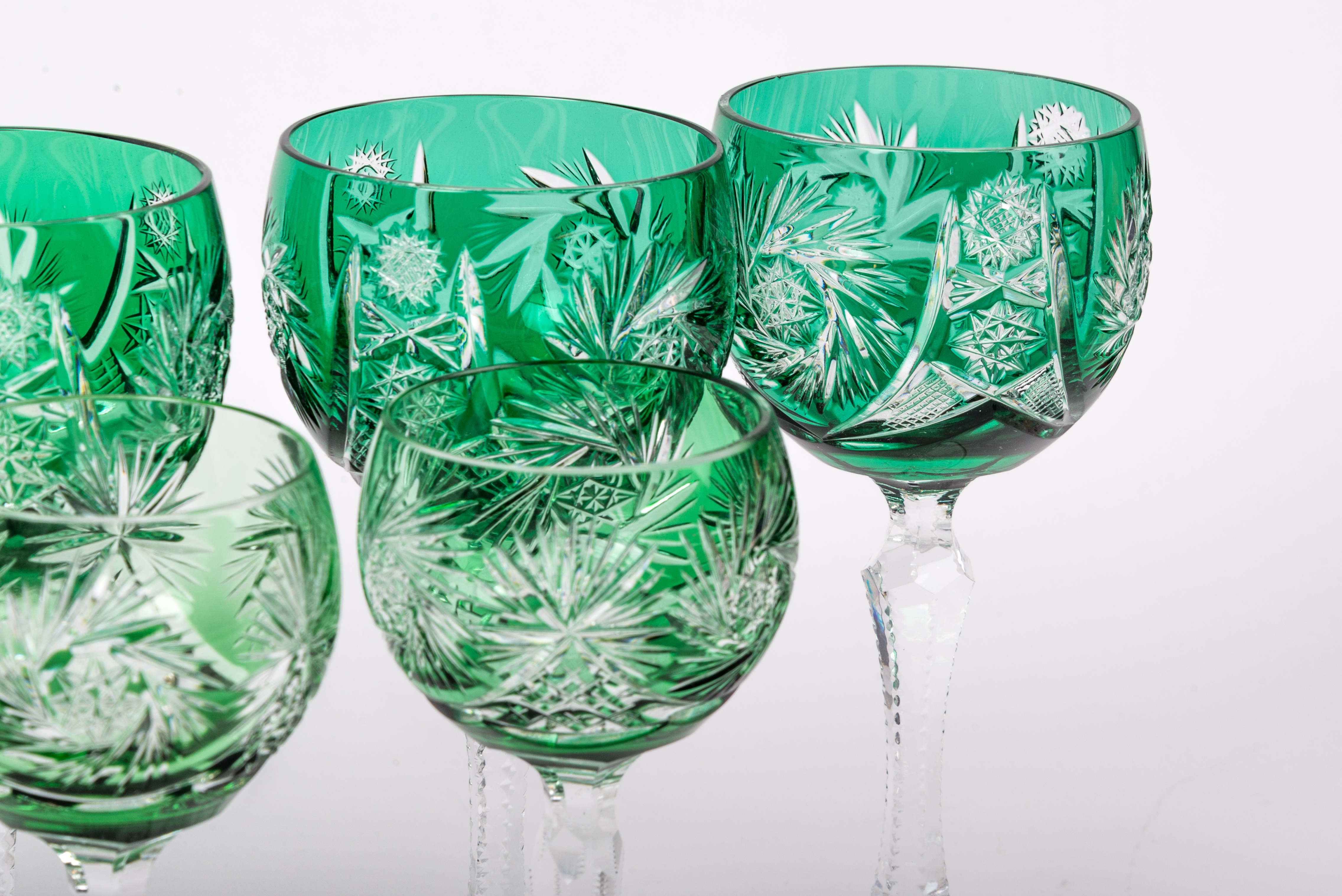 Vintage Bohemian Emerald Green Crystal Stemware