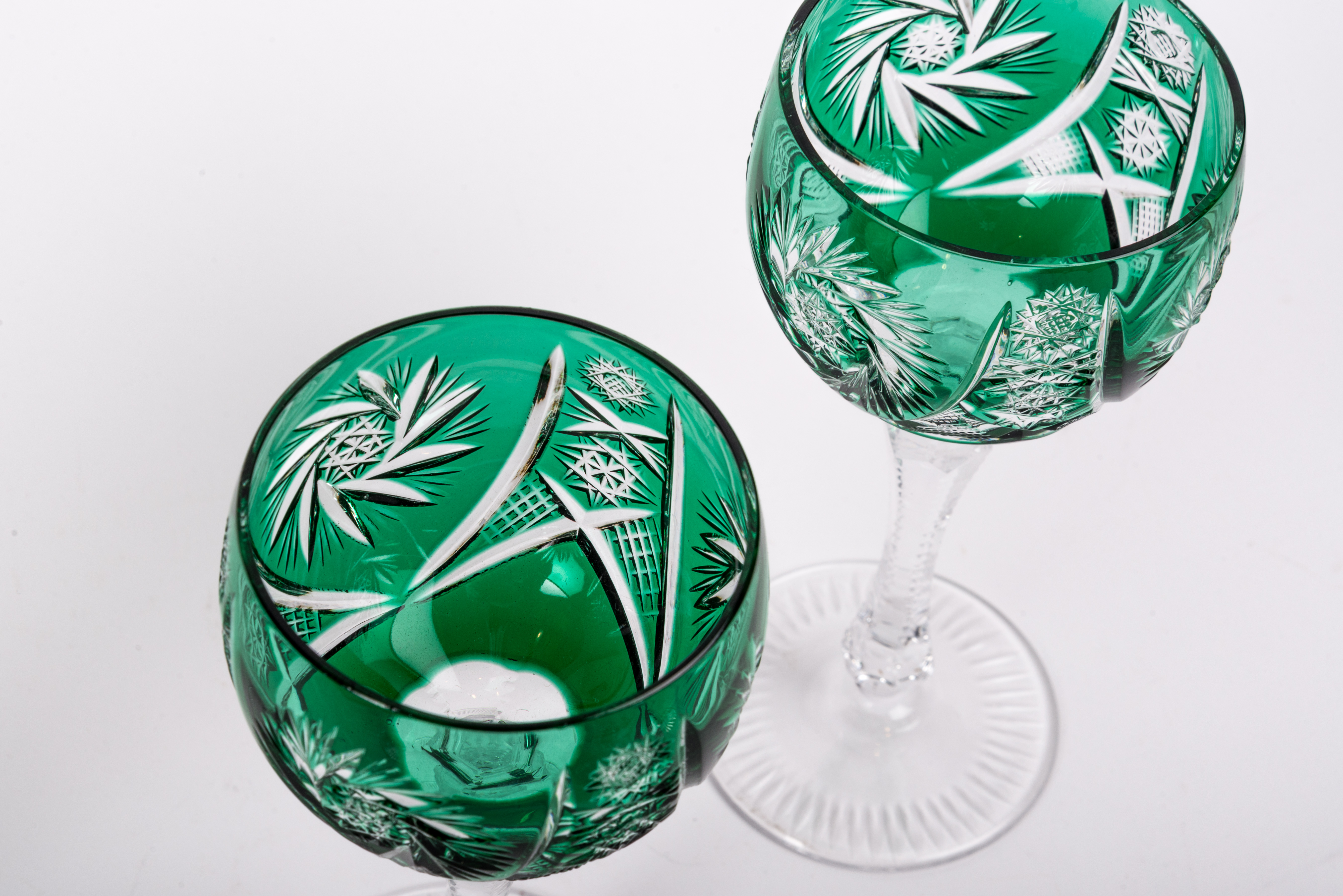 Vintage Bohemian Emerald Green Crystal Stemware