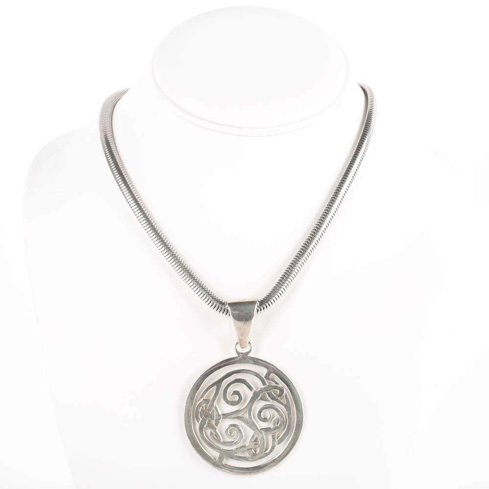 Sterling Silver Medallion Pendant with 18K Accents