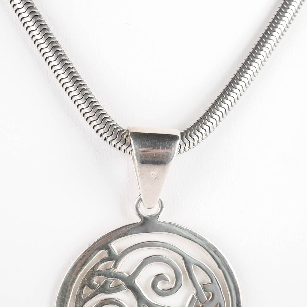Sterling Silver Medallion Pendant with 18K Accents