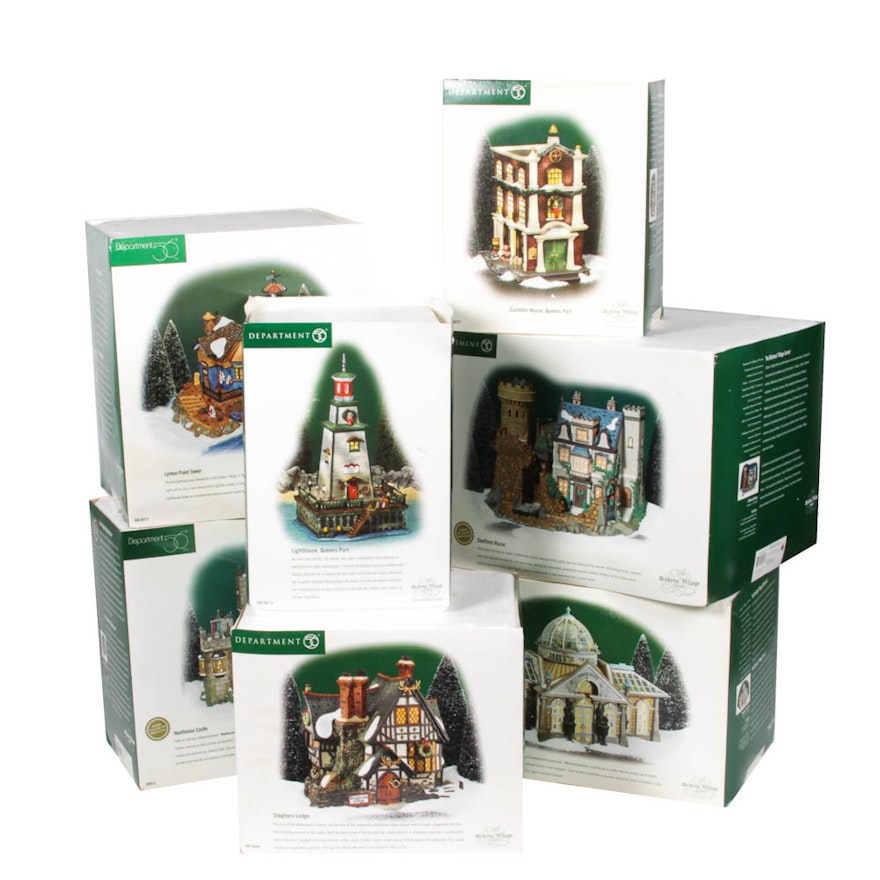 Set of Seven Department 56 House and Building Figurines