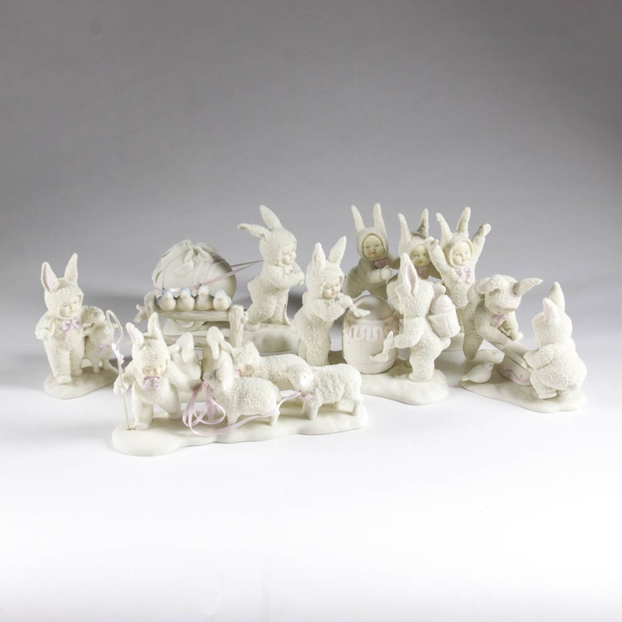 Set of Six Department 56 "Snowbunnies" Figurines
