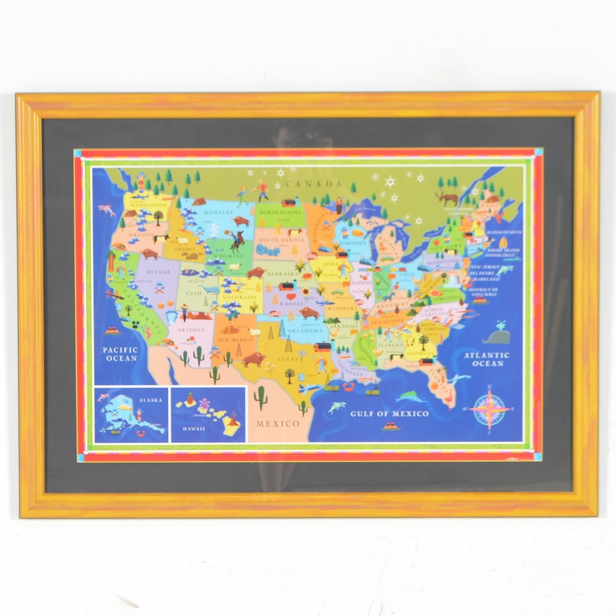Framed Map of the United States of America